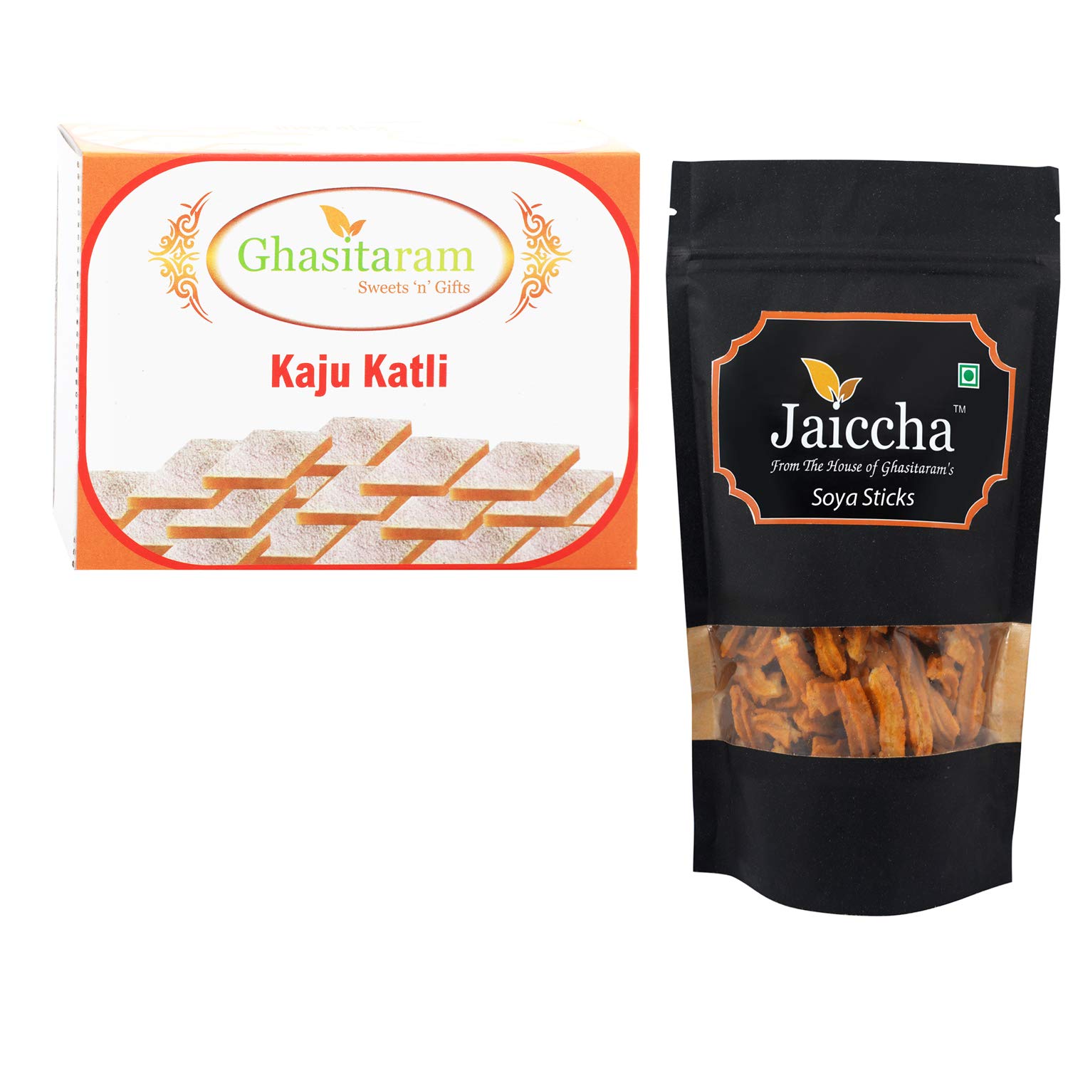 Premium Diwali Gift Box - 2 Kaju Katli & Soya Sticks Combo | Festive Indian Sweets for Diwali, Holi, Rakhi, Valentine's Day, Christmas | Perfect Gift for Her, Him, Birthday, Anniversary, Mother's Day, Father's Day | Ideal for Celebrations, Office Gifts & Family Gatherings