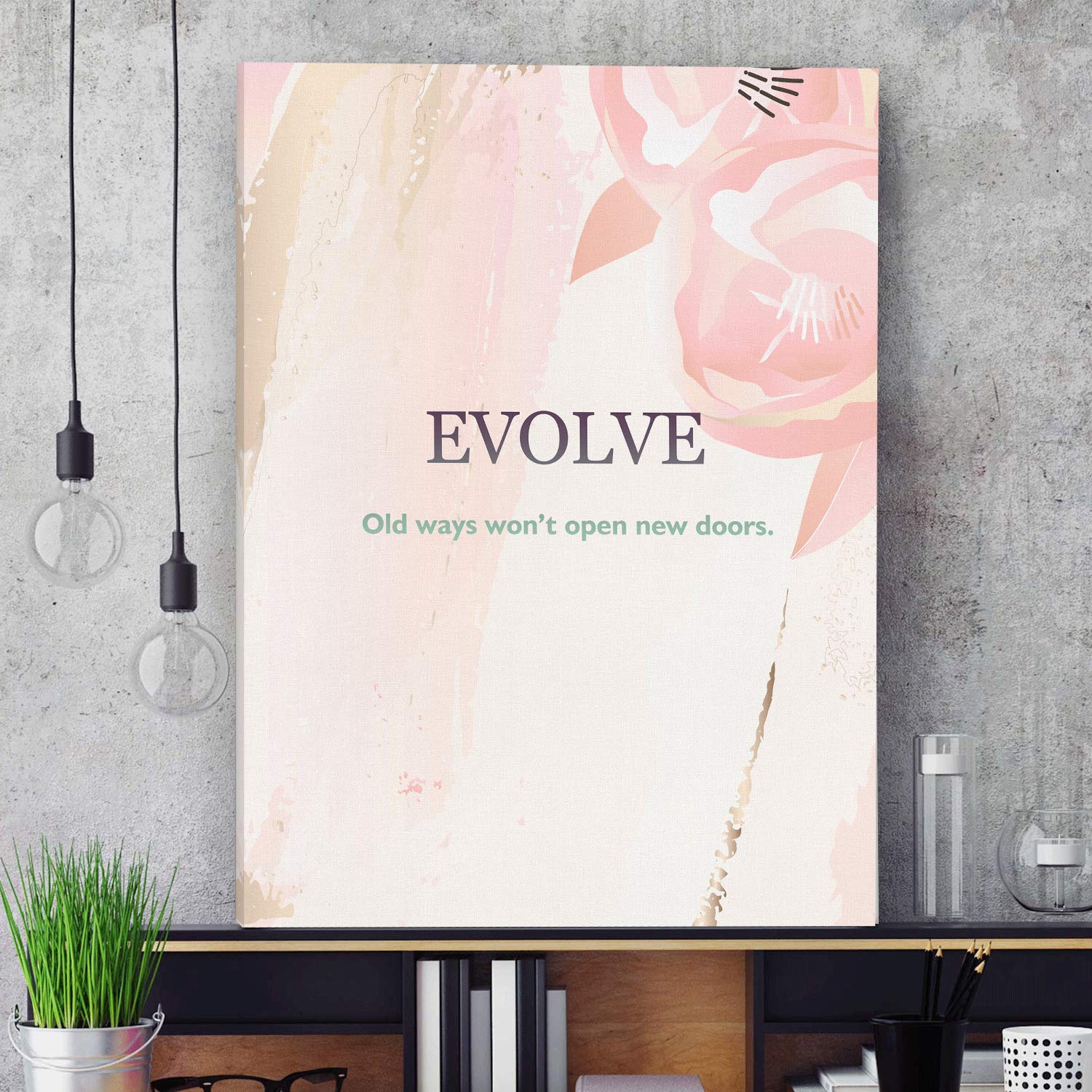 Evolve Tranquility Perseverance Motivational Wall Art Canvas Print - Inspirational Office Decor for Entrepreneurs & Home Workspace - Perfect for Living Room, Bedroom & Office Wall Decor
