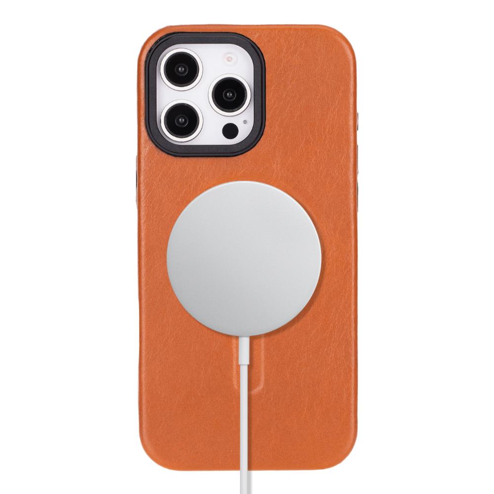 Premium Genuine Leather Case for iPhone 16 Pro - Burnished Tan Protective Cover | Slim Fit, Scratch Resistant | Perfect for Business, Travel & Everyday Use