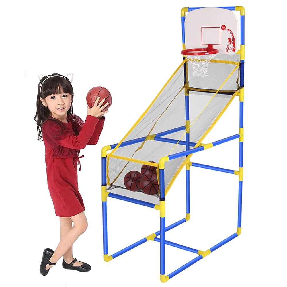 **LXLA Kids Basketball Hoop Game Stand - Adjustable Height, Eco-Friendly ABS Frame with 3 PU Balls & Air Pump - Perfect Indoor/Outdoor Sports Gift for Boys & Girls - Fun for Birthday, Playroom, Backyard & Party Games**