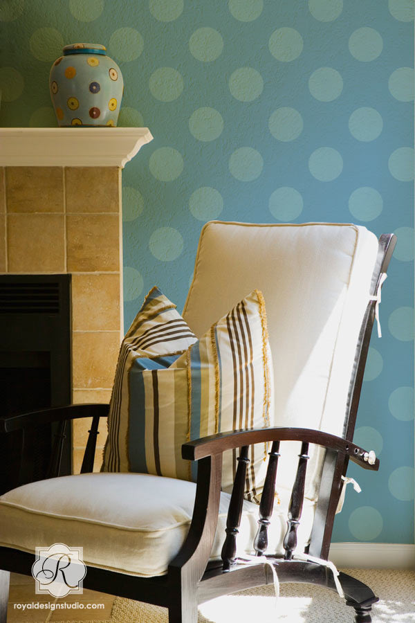 Polka Party Wall Stencil - DIY Home Decor Stencils for Walls, Floors & Furniture - Perfect for Nursery, Kids Room & Party Decorations