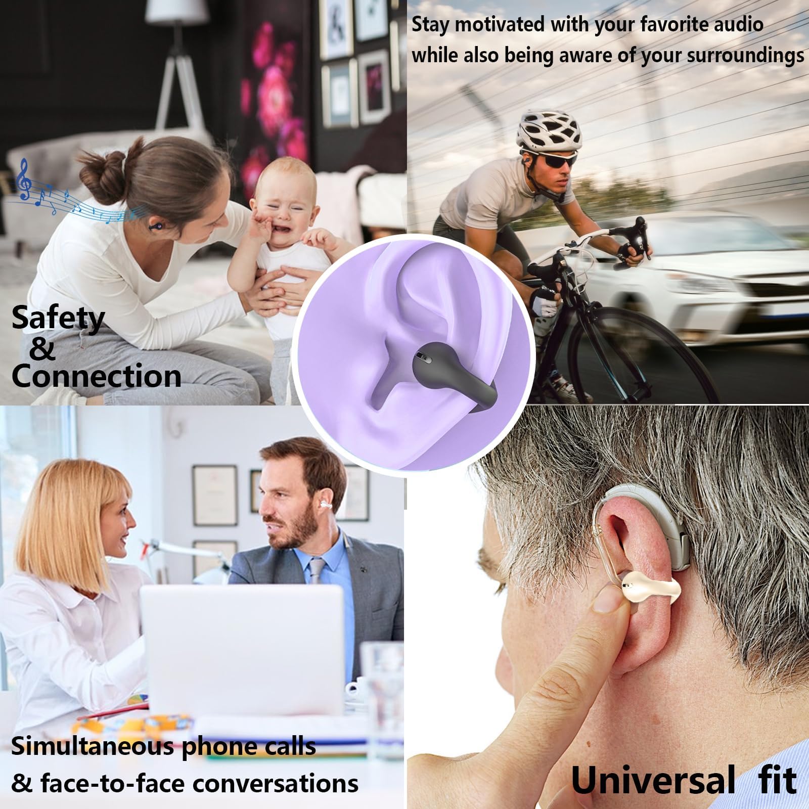 Wireless Clip-On Earbuds - Open Ear Bluetooth Headphones with Bone Conduction Technology for Running, Cycling & Workouts - Sweatproof & Comfortable Sports Earphones