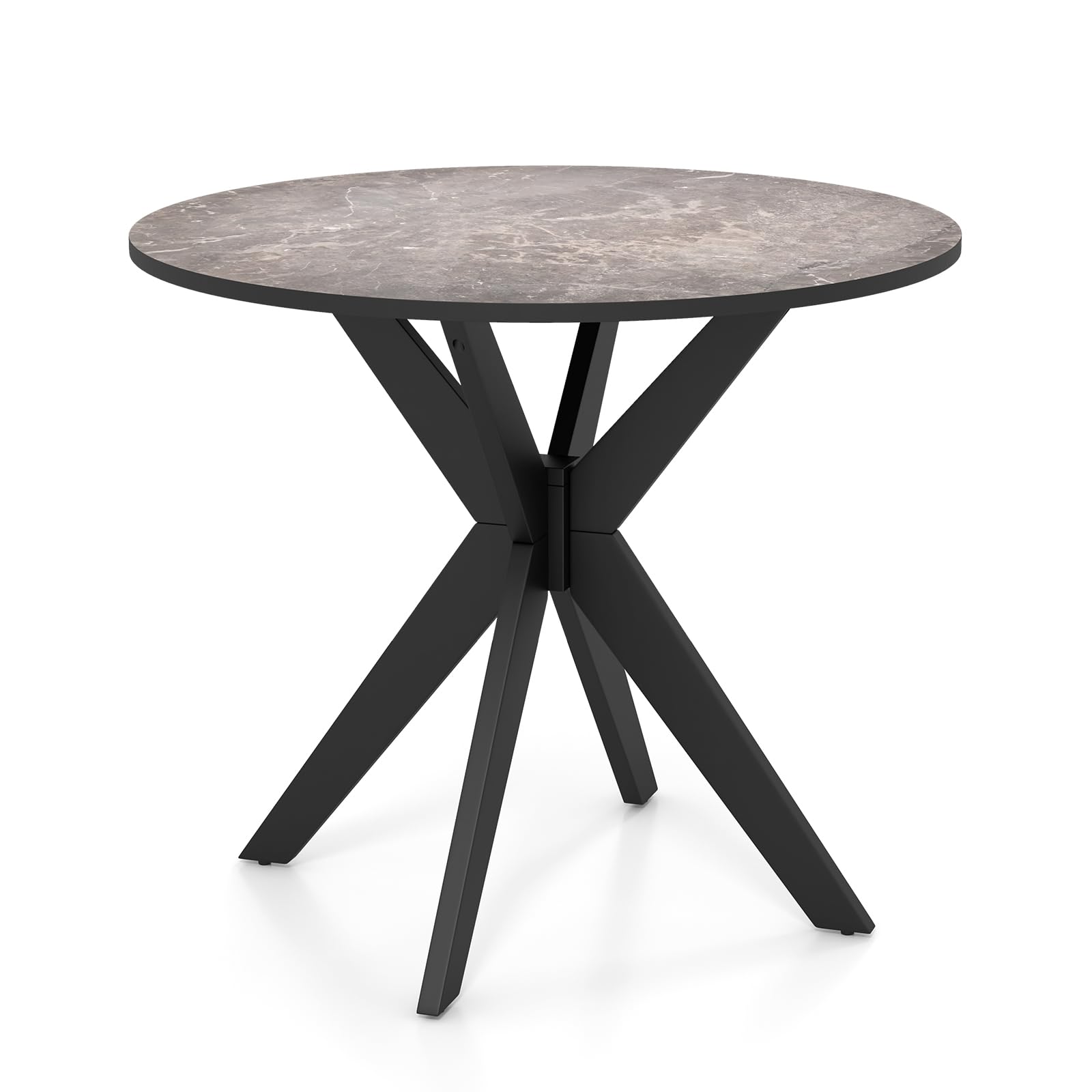 Giantex 36 Inch Round Wooden Dining Table - Farmhouse Kitchen Table with Intersecting Pedestal Base & Solid Wood Legs - Vintage Coffee Table for Small Spaces in Black - Perfect for Dining Rooms, Kitchens, and Cozy Apartments