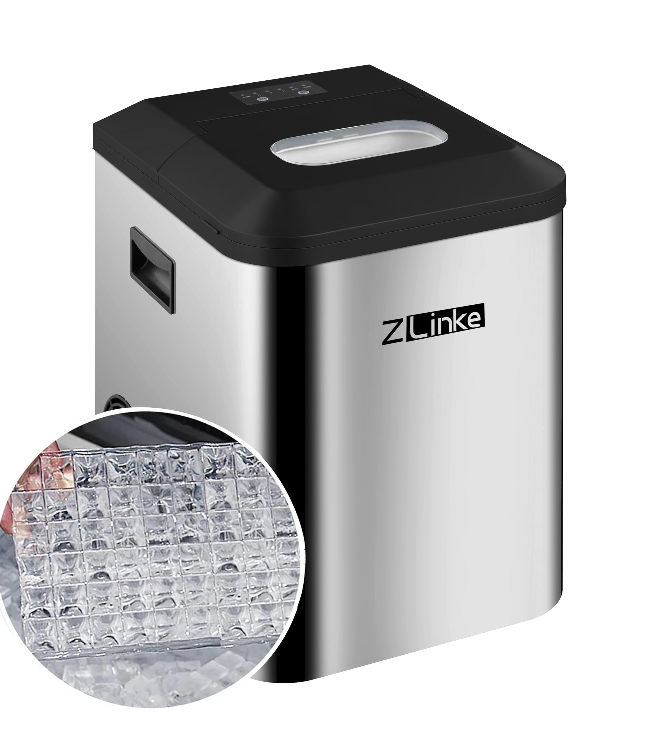 Portable Countertop Ice Maker Machine - 44Lbs/24H, Self-Cleaning, Makes 24 Ice Cubes in 15 Mins - Compact Ice Maker with Scoop & Basket for Home, Kitchen, Office, Bar, RV & Outdoor Parties