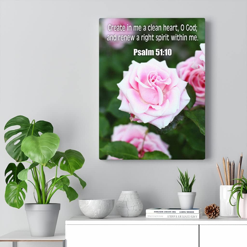 Bible Verse Canvas Art - Psalm 51:10 'Create in Me a Clean Heart' Christian Wall Decor - Perfect for Home, Church & Prayer Room Inspiration