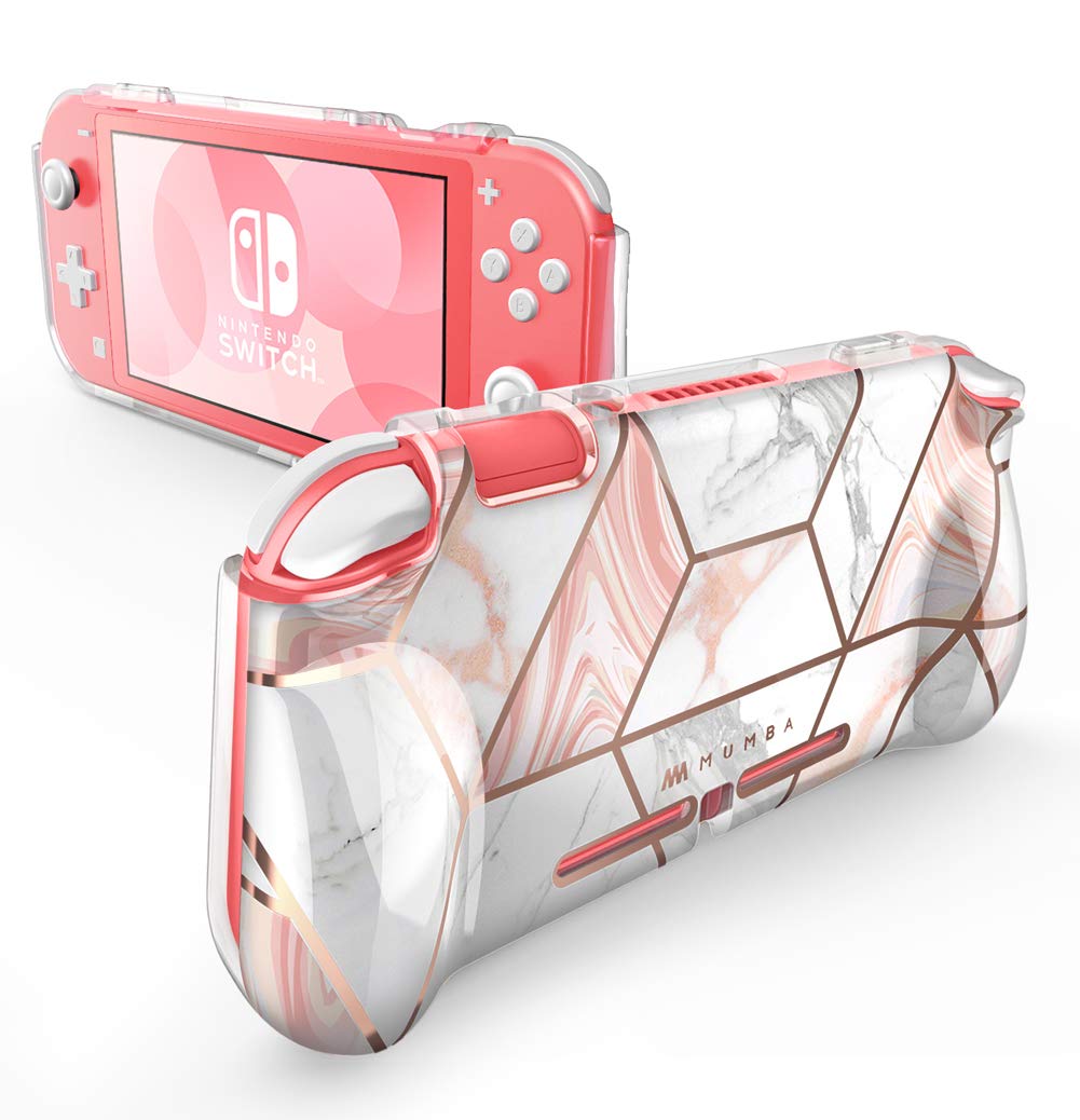 Mumba Case for Nintendo Switch Lite 2019 - Thunderbolt Series Protective Clear TPU Grip Cover (Marble Design) | Shockproof & Anti-Slip Protection for Gaming On-The-Go