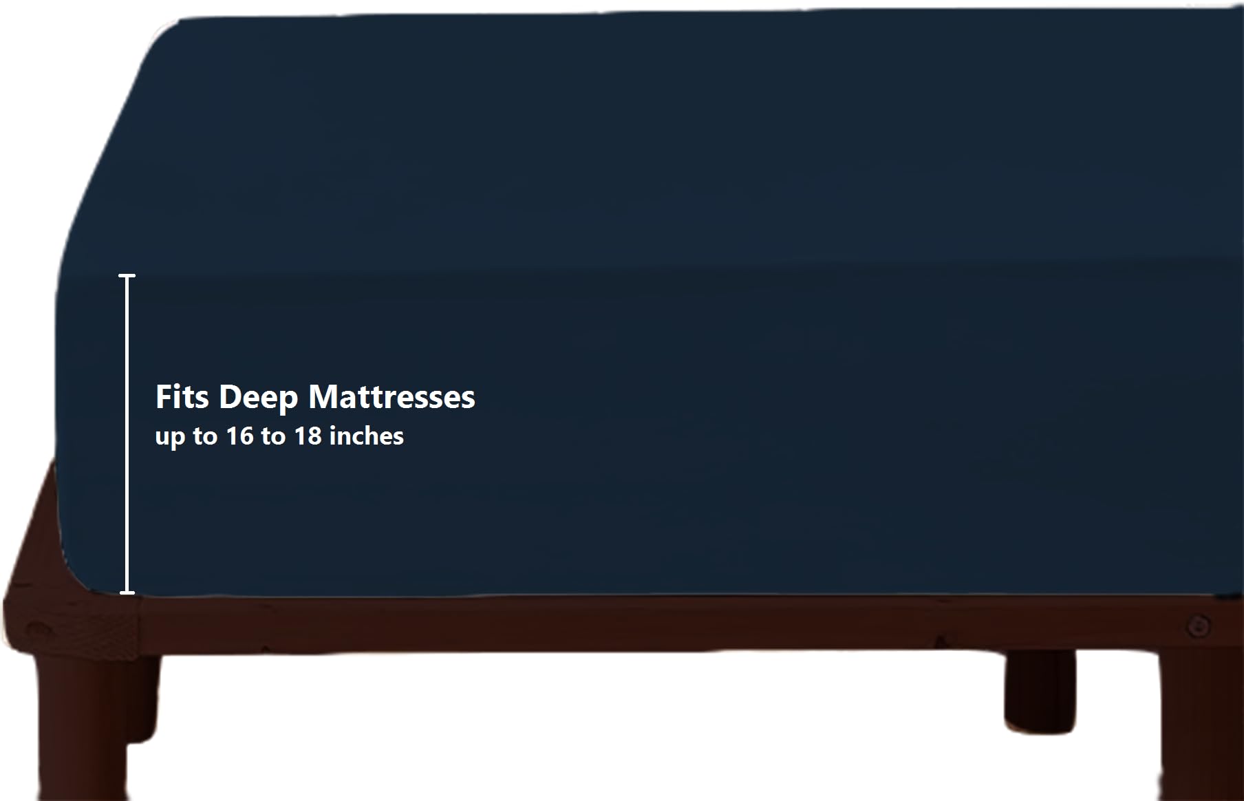 600 Thread Count 100% Cotton Split Queen Fitted Sheet for Adjustable Beds - Navy Blue | Half Split Down 34 Inches from Top | Perfect for Adjustable Beds, Hospital Beds & Home Use