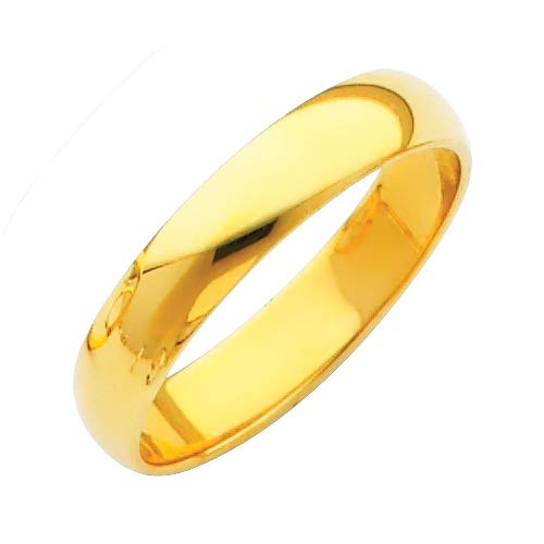 14K Yellow Gold 4mm Plain Wedding Band Ring for Women - Size 4-12 (10.5,11,11.5 Available) - Elegant Jewelry Gift for Brides, Anniversaries & Special Occasions