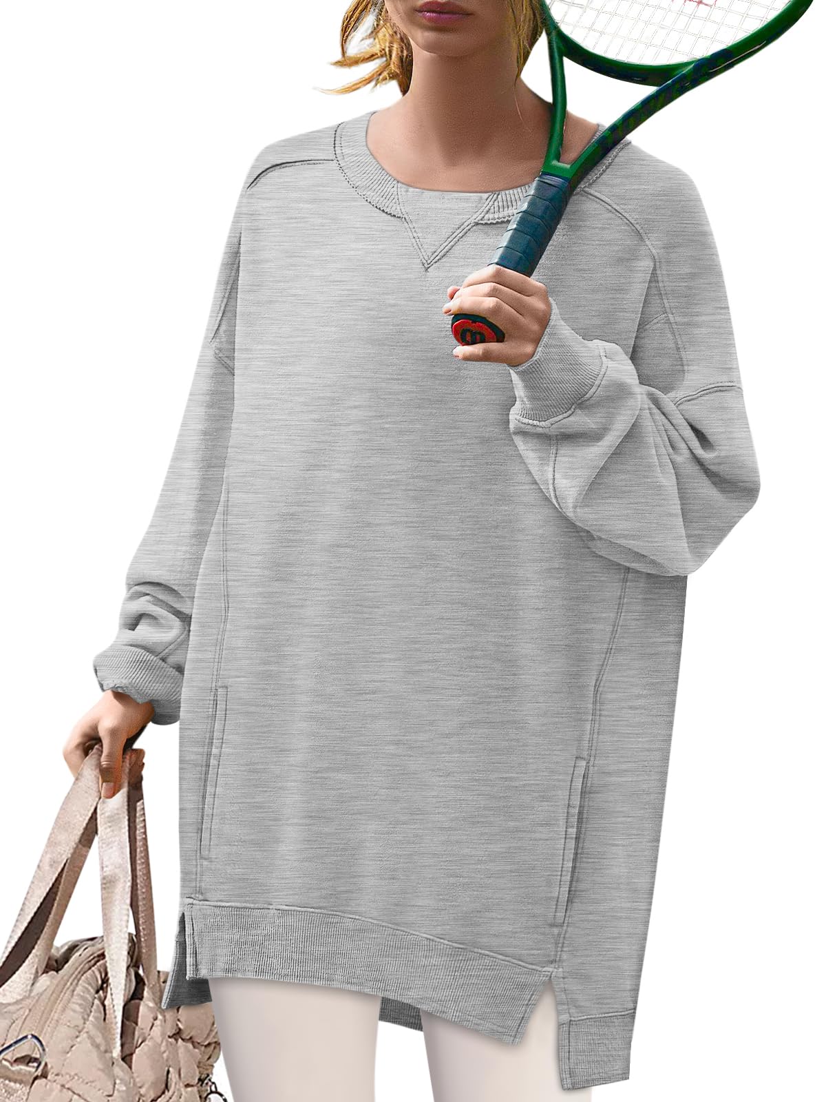 Yousify Women's Oversized Sweatshirt - Long Sleeve Crewneck Pullover with Pockets | Y2K Fashion Trend 2024 | Cozy Fall & Winter Loungewear, Casual Outfit Essential