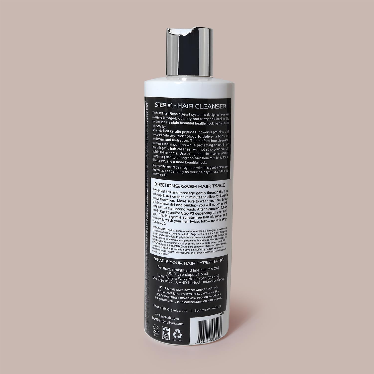 Kerfect Hair Repair System Step 1: Purifying Gentle Cleanser Shampoo for Damaged Hair - Deep Cleansing & Nourishing for Dry, Frizzy Hair - Perfect for Daily Use & Salon Treatments