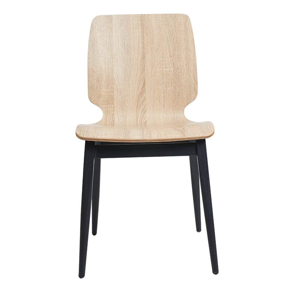 Modern Wooden Dining Chairs Set of 4 - Sturdy Metal Legs & Comfortable Wooden Seats - Preassembled Light Brown Side Chairs for Dining Room, Kitchen, Living Room - Perfect for Family Gatherings & Home Decor