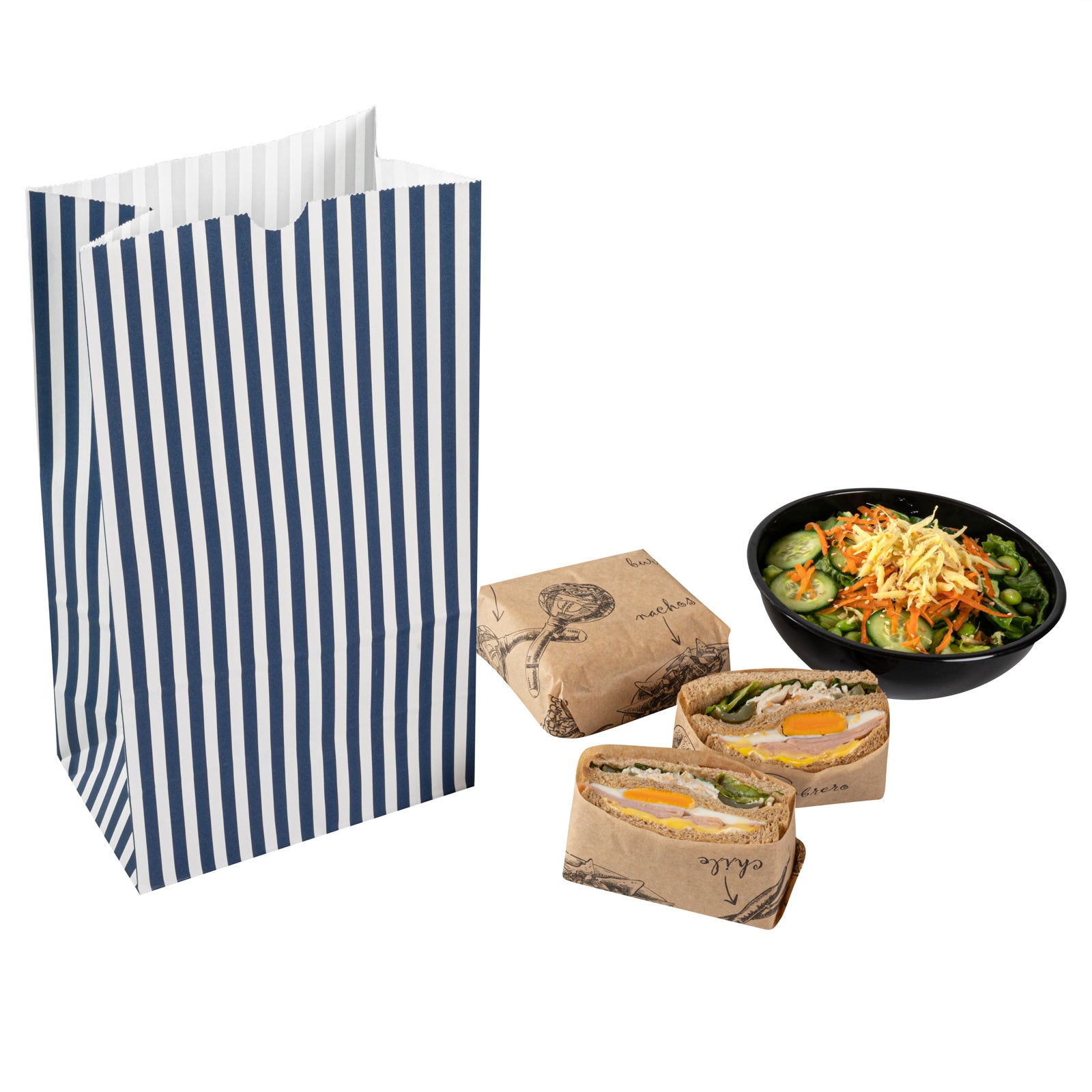 Premium Blue and White Striped Paper Bags - 12 lb Weight Capacity, 7 x 4.25 x 12.5 Inches (100 Count Box) - Perfect for Gift Wrapping, Party Favors, and Retail Packaging