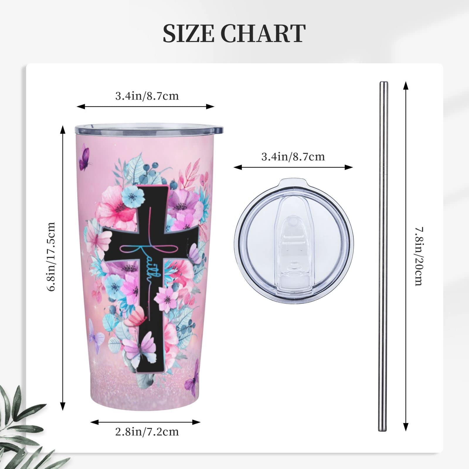 Christian Gifts for Women - Inspirational Bible Verse Stainless Steel Tumbler with Lid & Straw - 20oz Religious Gifts for Mom, Sister, Friend - Perfect for Birthday, Mother's Day & Daily Devotion - Keeps Drinks Hot/Cold for Hours