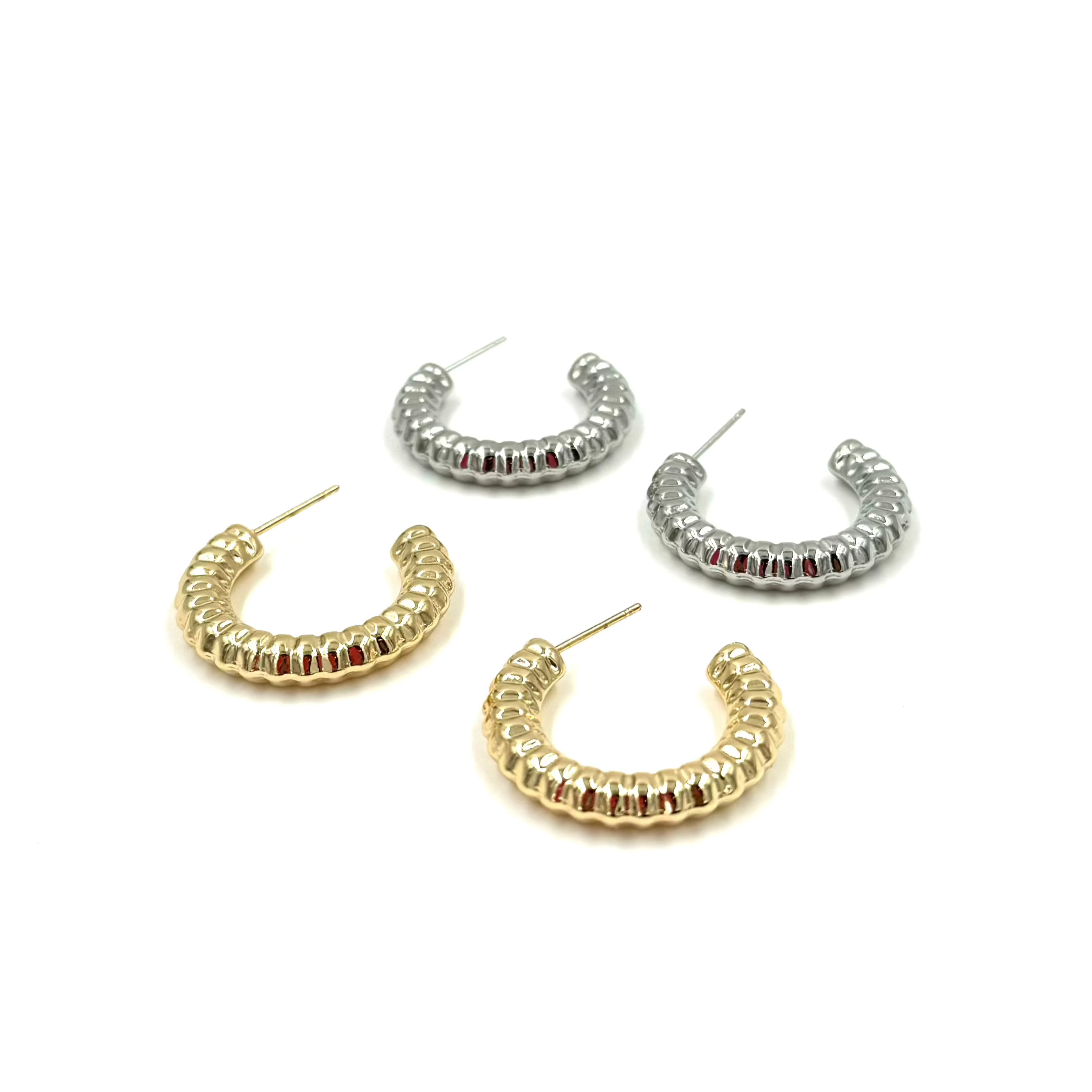 Ashley Gold Stainless Steel Coil Design Hoop Earrings for Women - Hypoallergenic Fashion Jewelry for Everyday Wear & Special Occasions