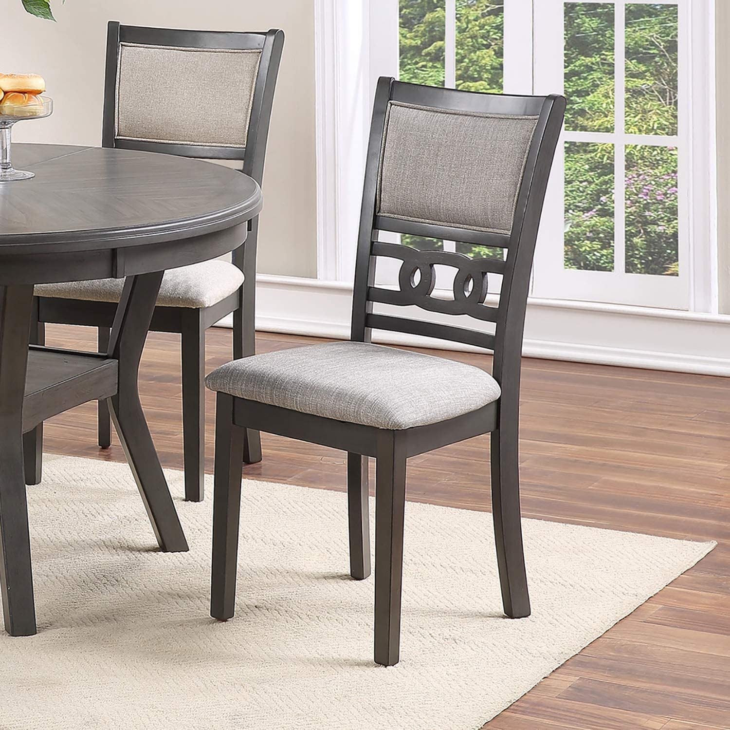 Modern Grey Dining Room Chairs Set of 2 - Upholstered Cushion Seats with Unique Back Design - Perfect for Kitchen, Breakfast Nook & Small Space Dining - Comfortable Side Chairs for Home Decor