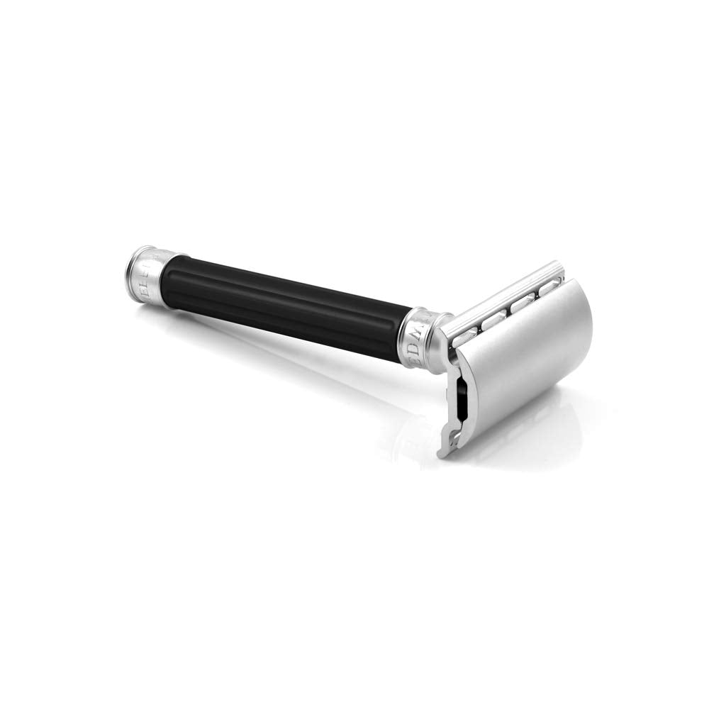 Edwin Jagger 3ONE6 Stainless Steel Black Double Edge Safety Razor for Men - Premium Close Shaving with Smooth Glide - Perfect for Travel, Gifts & Wet Shaving Routine