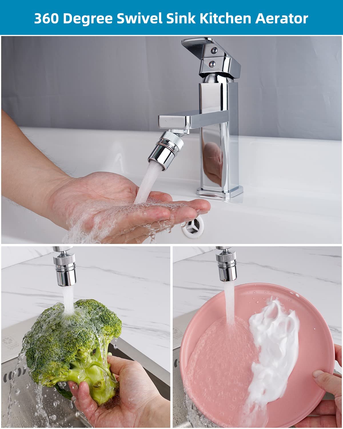 360° Swivel Faucet to Garden Hose Adapter Kit - Chrome for Easy Gardening