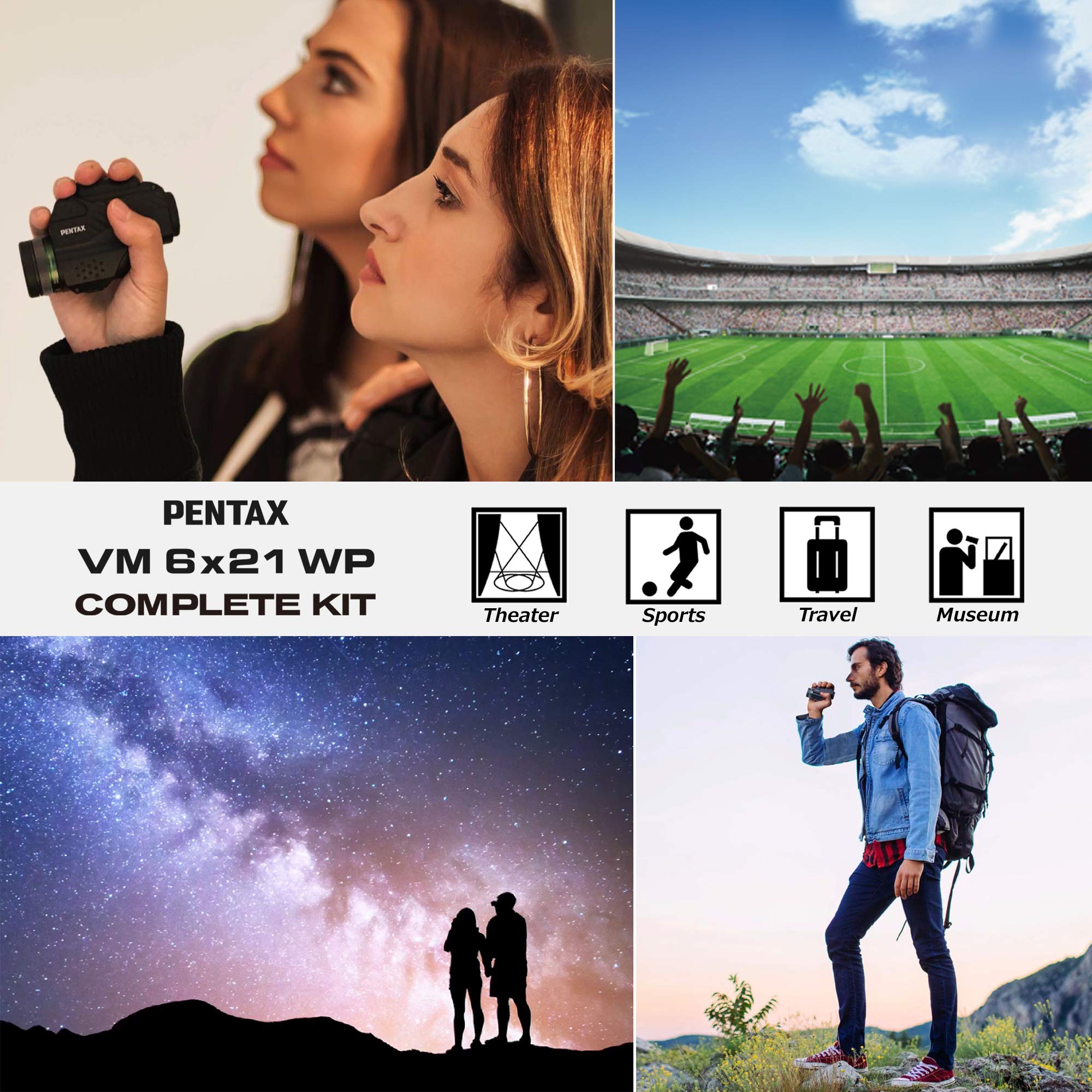 PENTAX VM 6x21 WP Monocular Telescope with Smartphone Adapter & Macro Stand - 6X Magnification, Waterproof, Bright & Clear Optics for Bird Watching, Hiking, Hunting, and Outdoor Adventures