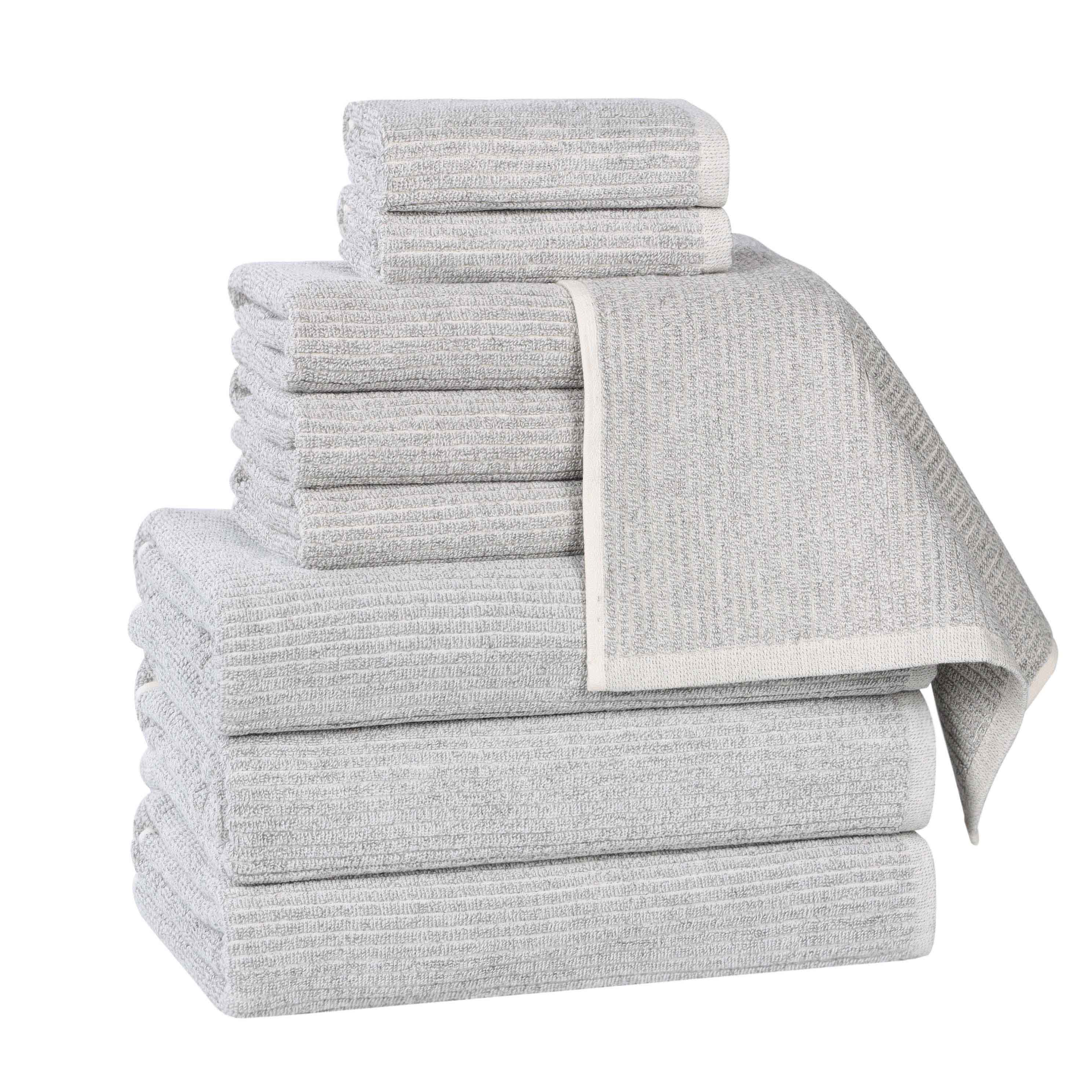 Premium 9-Piece Cotton Blend Ribbed Towel Set - Soft, Absorbent & Durable Bath Towels for Spa, Gym, and Beach Use