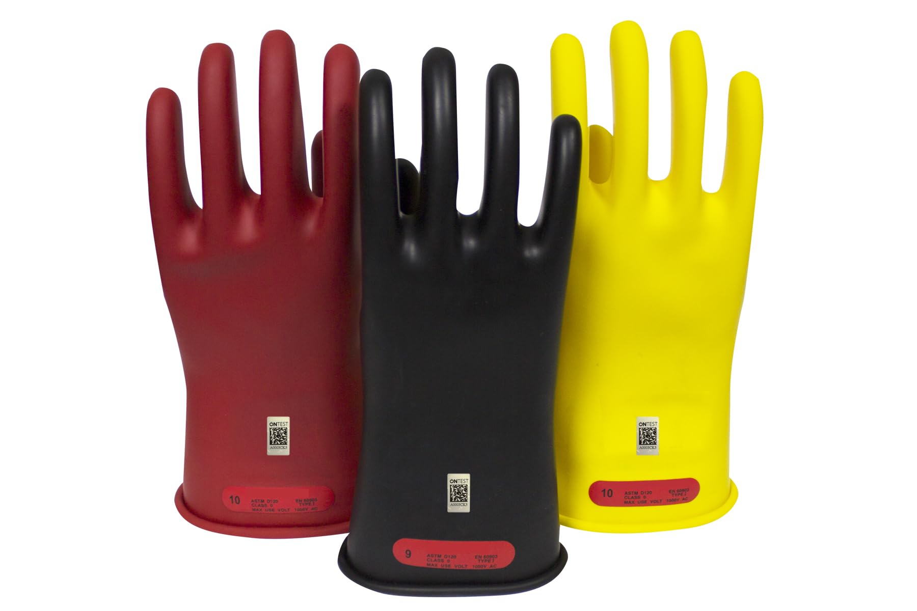 Class 00 Black Rubber Voltage Insulating Gloves - 500V AC/750V DC Maximum Use - GC00B12 - Ideal for Electrical Work, Lineman Safety & High Voltage Protection