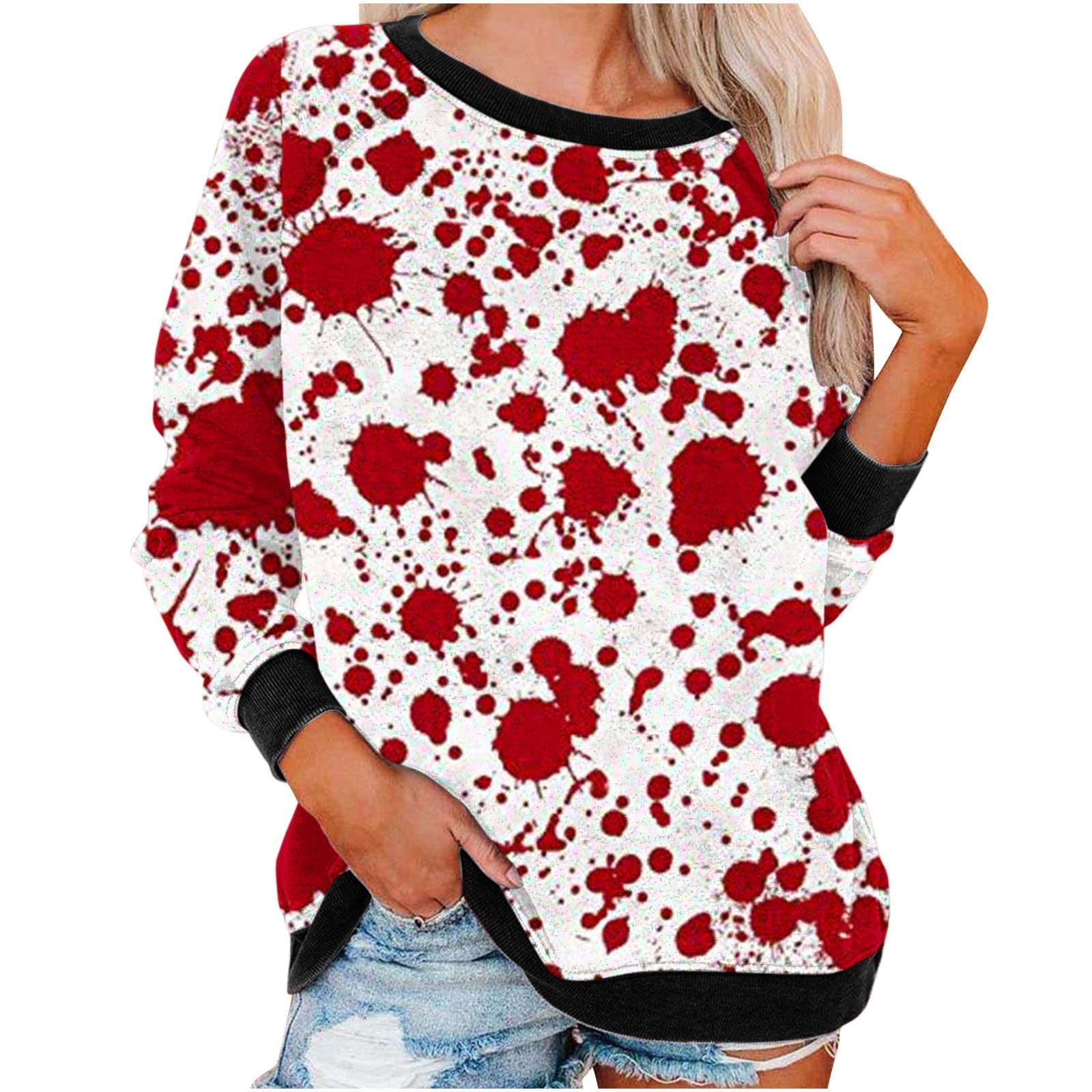 Women's Halloween Pullover Sweatshirt - Cute Pumpkin & Black Cat Print Long Sleeve Blouse, Loose Round Neck T-Shirt | Casual Fall Outfit, Pumpkin Patch Visit, Spooky Party Wear