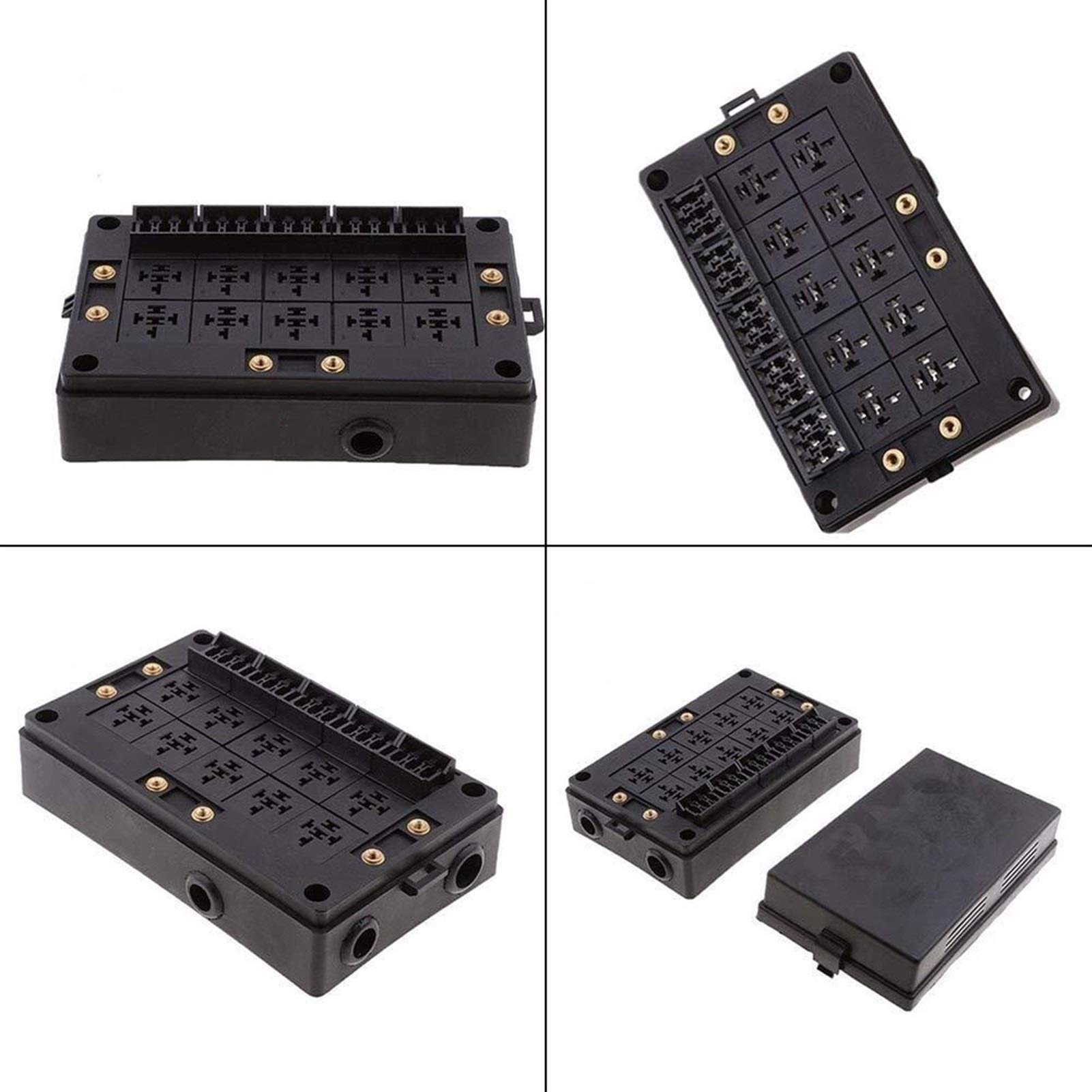 18 Way Blade Fuse Holder Relay Socket Black Box - Waterproof Automotive & Marine Fuse Block with LED Indicator - Perfect for Car, Boat, RV Electrical System Protection