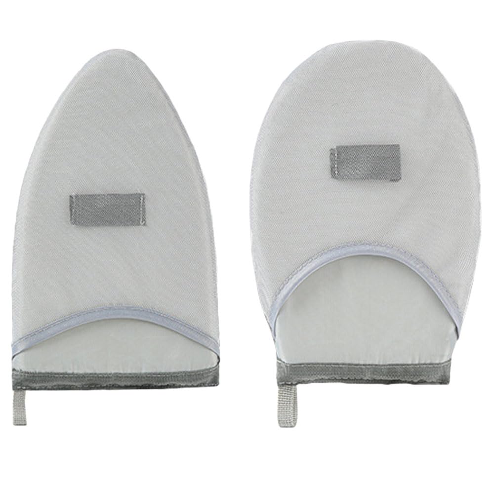 LOGOFUN 2-Pack Heat Resistant Ironing Gloves for Garment Steamer - Anti-Steam Mini Gloves, Large Size (Grey) - Perfect for Ironing, Steaming & Protecting Hands from Heat