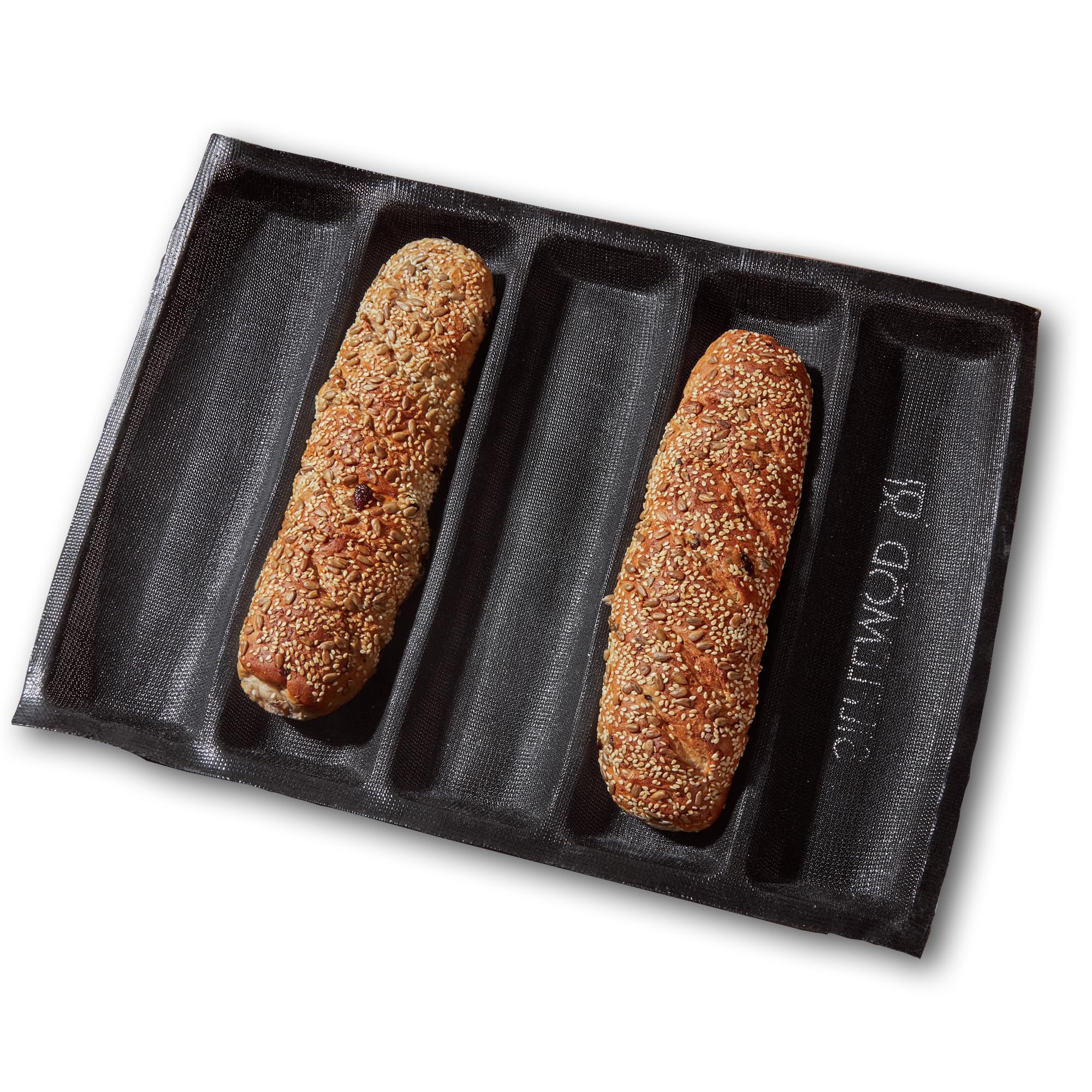 SIFLEMOD Silicone Baguette Mold - Non-Stick French Bread Flexi Mesh Pan, Perforated Sandwich Baking Liners, Silicone Bread Baking Forms (5 Loaf, Black) | Perfect for Home Baking, Artisan Bread Making, and Professional Kitchen Use