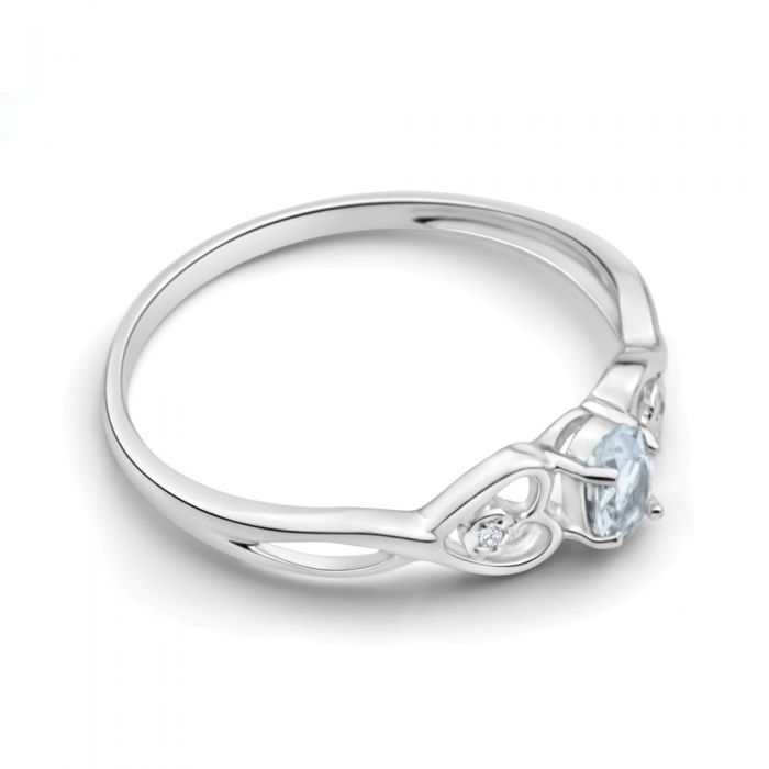 9ct White Gold 5x3mm Oval 0.21ct Aquamarine and Diamond Ring for Women - Elegant Birthstone Jewelry Gift for Anniversary, Engagement or Special Occasion