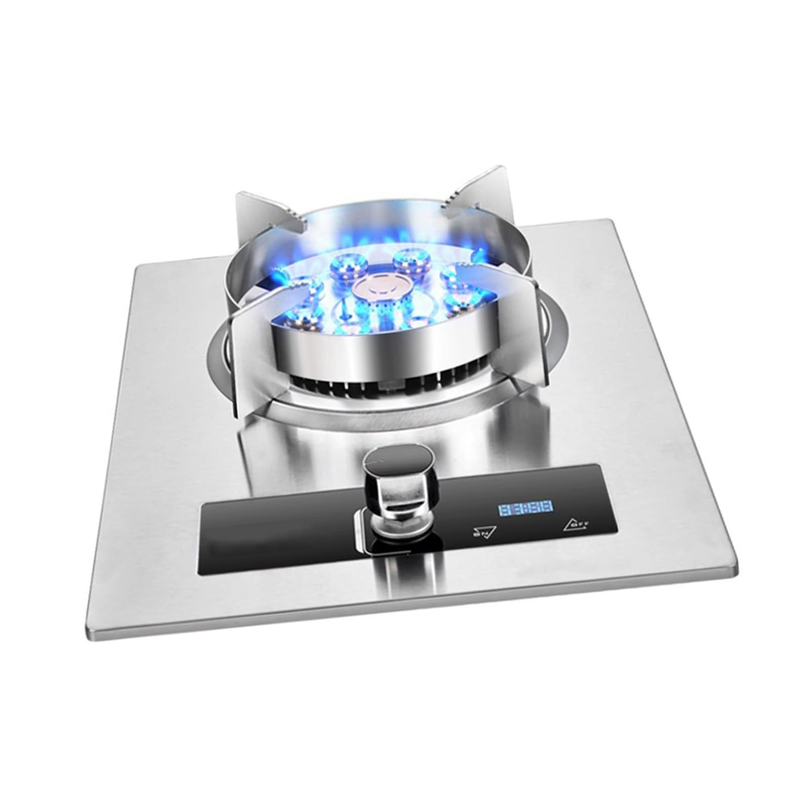 Portable Stainless Steel Gas Cooker with Timer - 9 Chamber LPG Kitchen Burner for Camping, Outdoor Cooking & Home Use