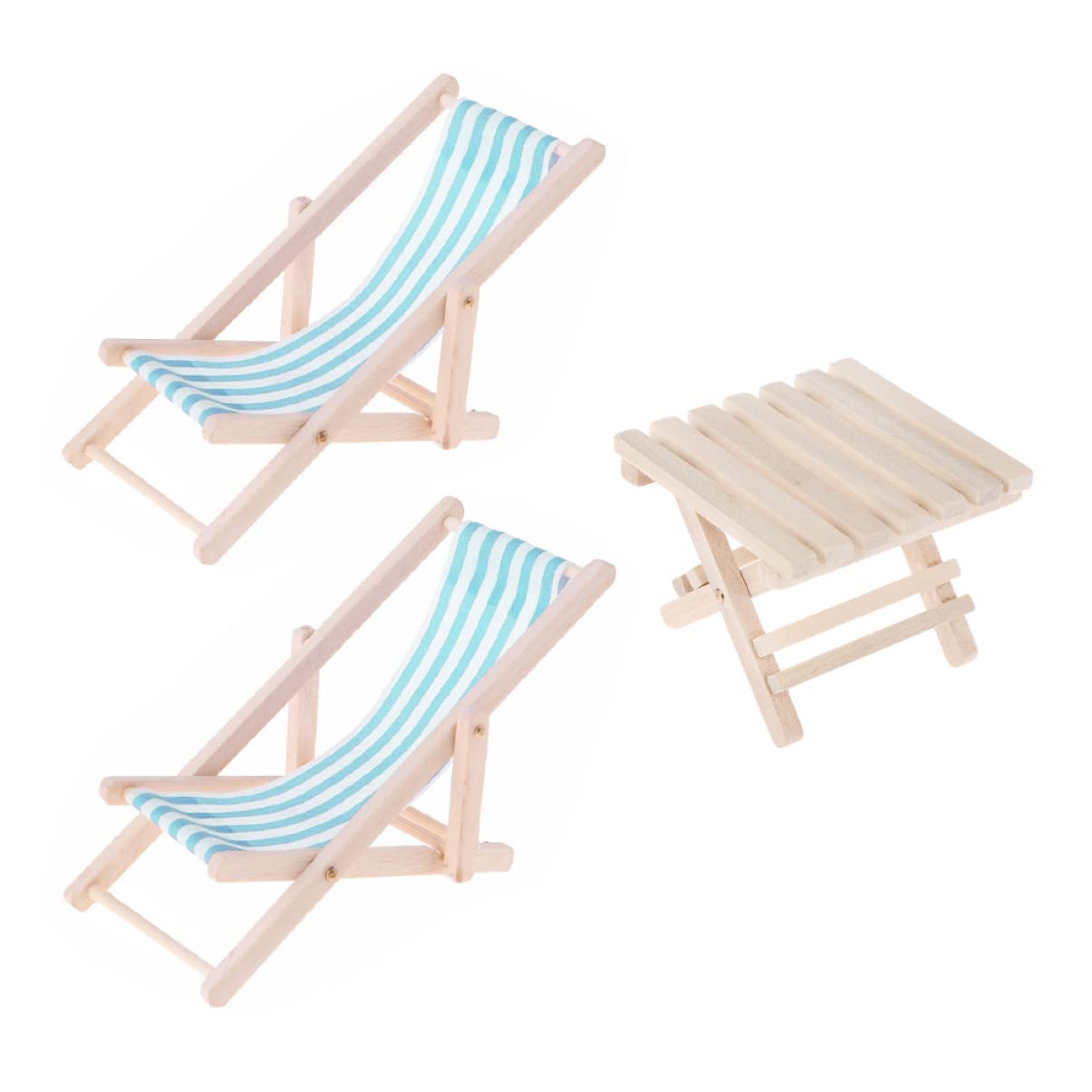 1:12 Miniature Wooden Beach Chair - Dollhouse Accessories for DIY Crafts, Home Decor, and Collectibles | Perfect for Dollhouse, Beach Scene, and Miniature Displays