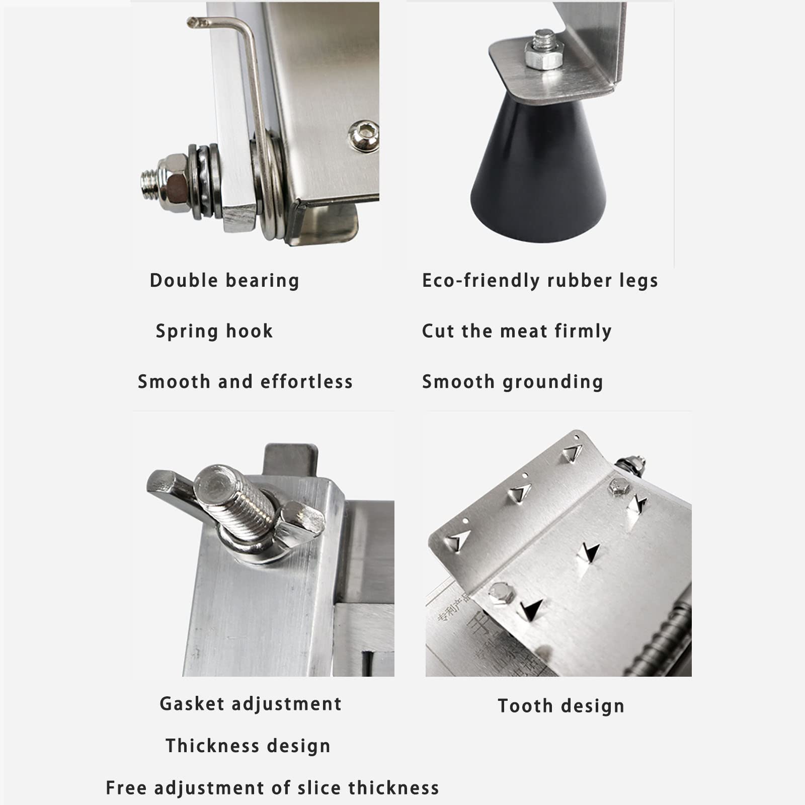 BJHYN Manual Meat Slicer - Adjustable 0.1-20mm Thickness for Beef, Mutton, Cheese - Stainless Steel Frozen Food Slicer - Perfect for Deli, Home Kitchen & Restaurant Use