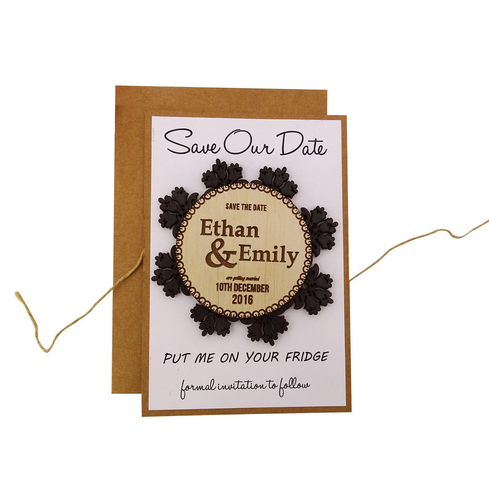 Personalized Rustic Wedding Save The Date Magnets - 40 Custom Wedding Favors with Envelopes for Bridal Shower, Anniversary & Engagement Party Decorations