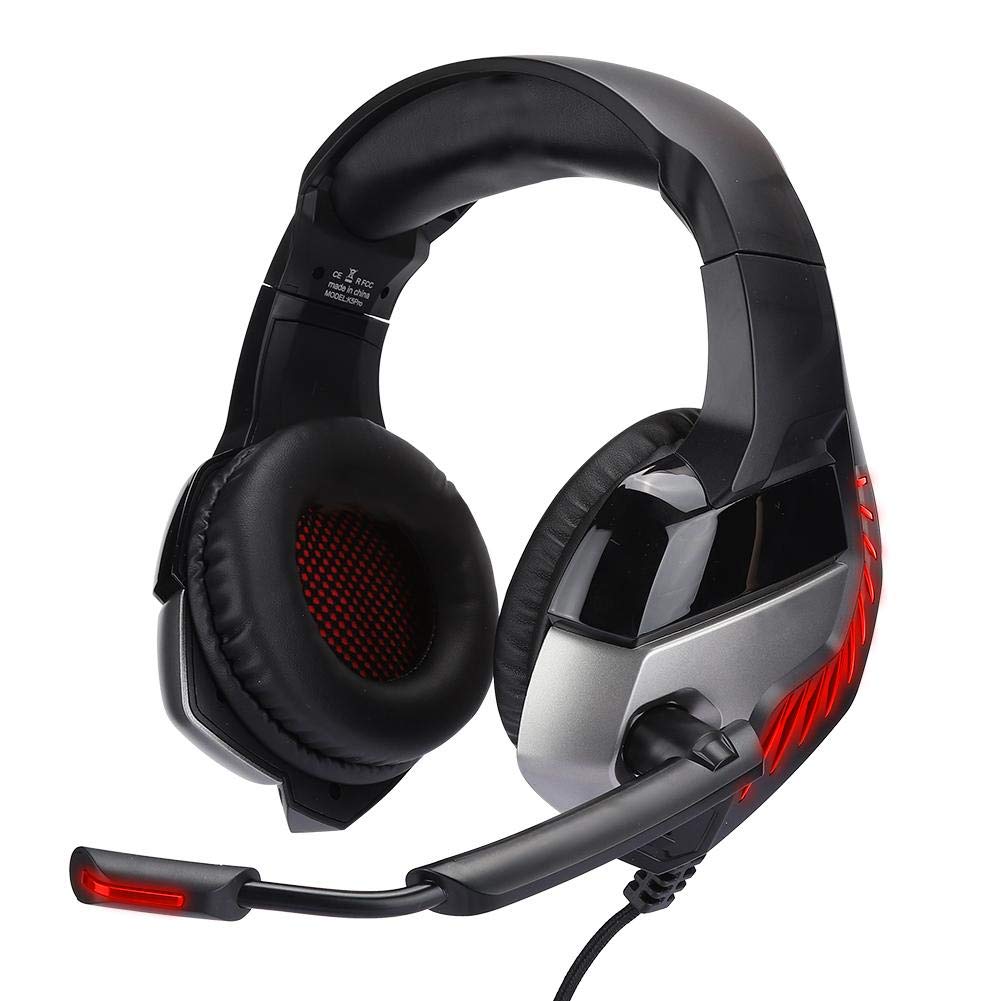 Wireless Gaming Headset with Noise Cancelling Mic - 2.2m Cable, RGB Lights, Comfortable Ear Cushions for PS4, PC, Xbox (Black) - Perfect for Competitive Gaming, Streaming & Online Meetings