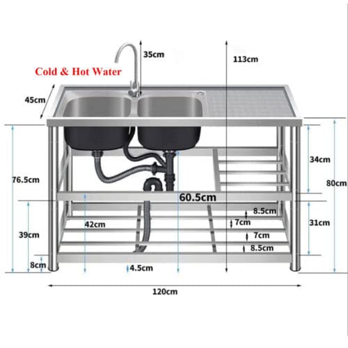 Commercial Stainless Steel 2-Compartment Kitchen Sink with Faucet & Drainboards - Silver Indoor Dual Drain Prep Sink for Restaurants, Home Kitchens, Garage & Backyard | Heavy-Duty Utility Sink for Food Prep, Dishwashing & Cleaning