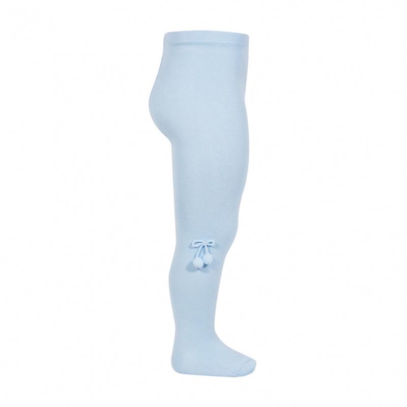 Baby Blue Pom Pom Tights for Toddlers - Soft & Stretchy Leg Warmers for Girls 1-3 Years - Perfect for Winter Outfits, Photo Shoots & Playtime