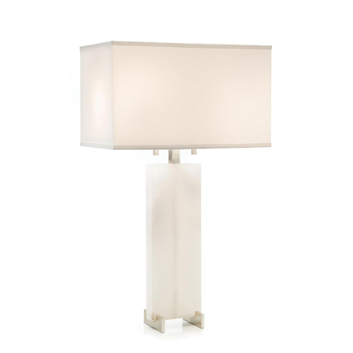 Elegant Alabaster Table Lamp - White Modern Light for Living Room, Bedroom & Office Decor - Perfect for Home & Workspace Lighting