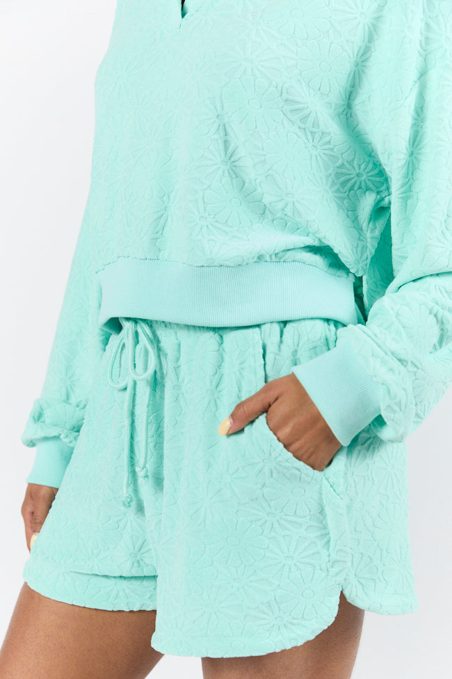 Hammock Haven Mint Green Textured Terry Knit Lounge Set - Soft Cotton Sleepwear & Loungewear for Women - Perfect for Relaxing at Home, Spa Days, and Cozy Evenings