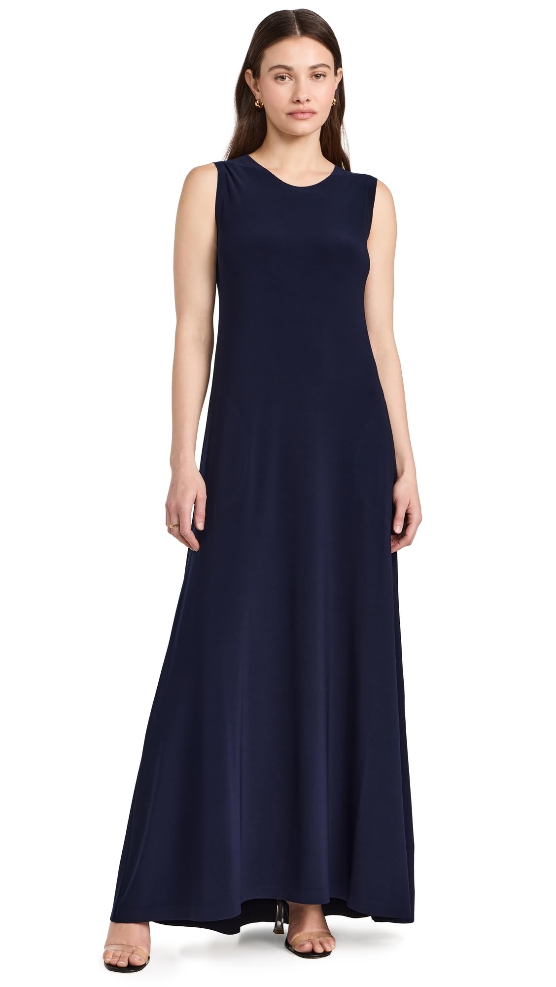 Norma Kamali Women's Sleeveless Swing Maxi Dress - Flowy Summer Beach Dress for Vacation, Wedding Guest & Casual Outings