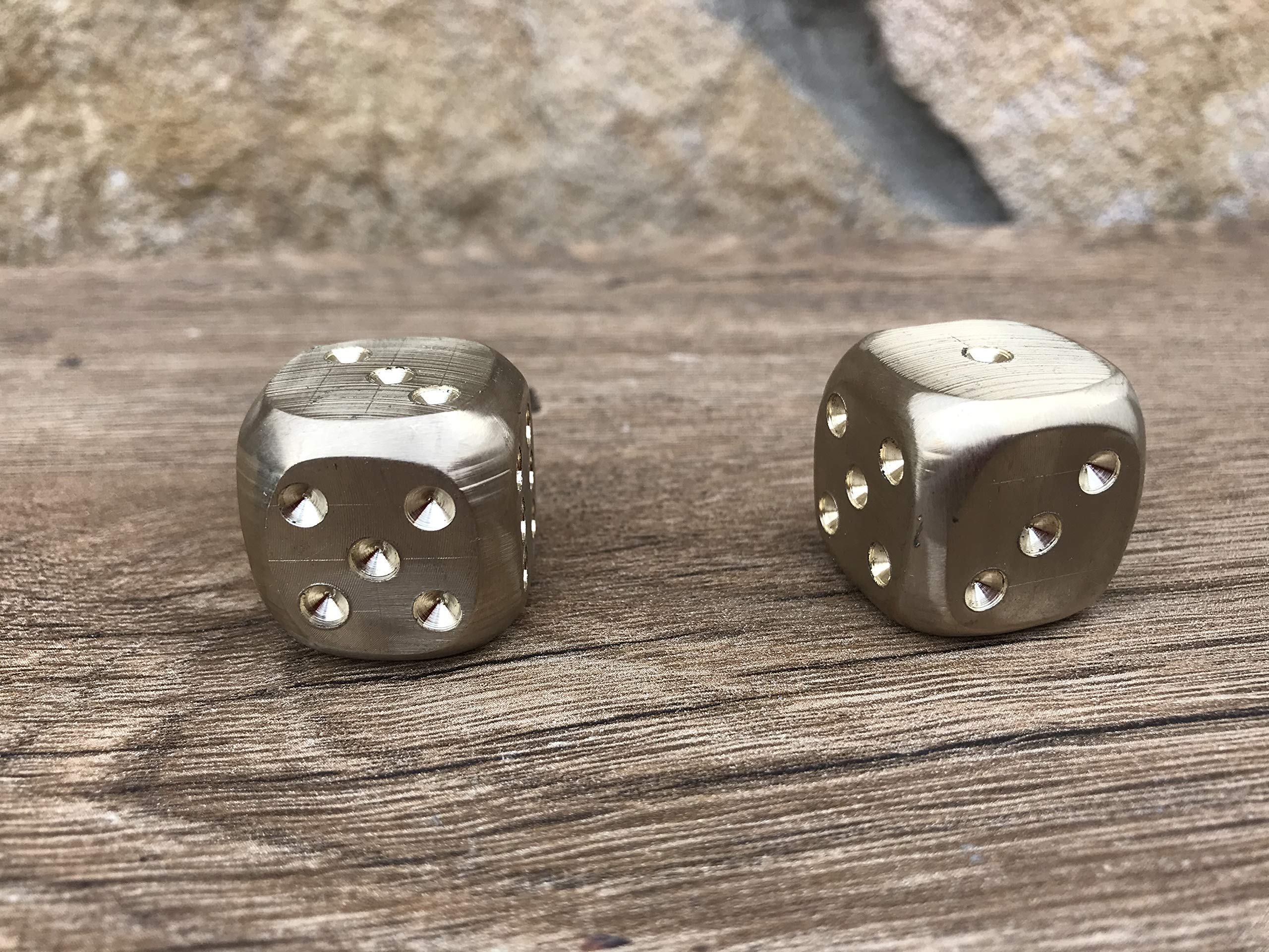 Handcrafted Bronze Dice Set in Premium Leather Bag - Personalized Engraved 8th & 19th Anniversary Gift for Him/Her - Perfect for Tabletop RPG Games, Casino Nights & Special Occasions