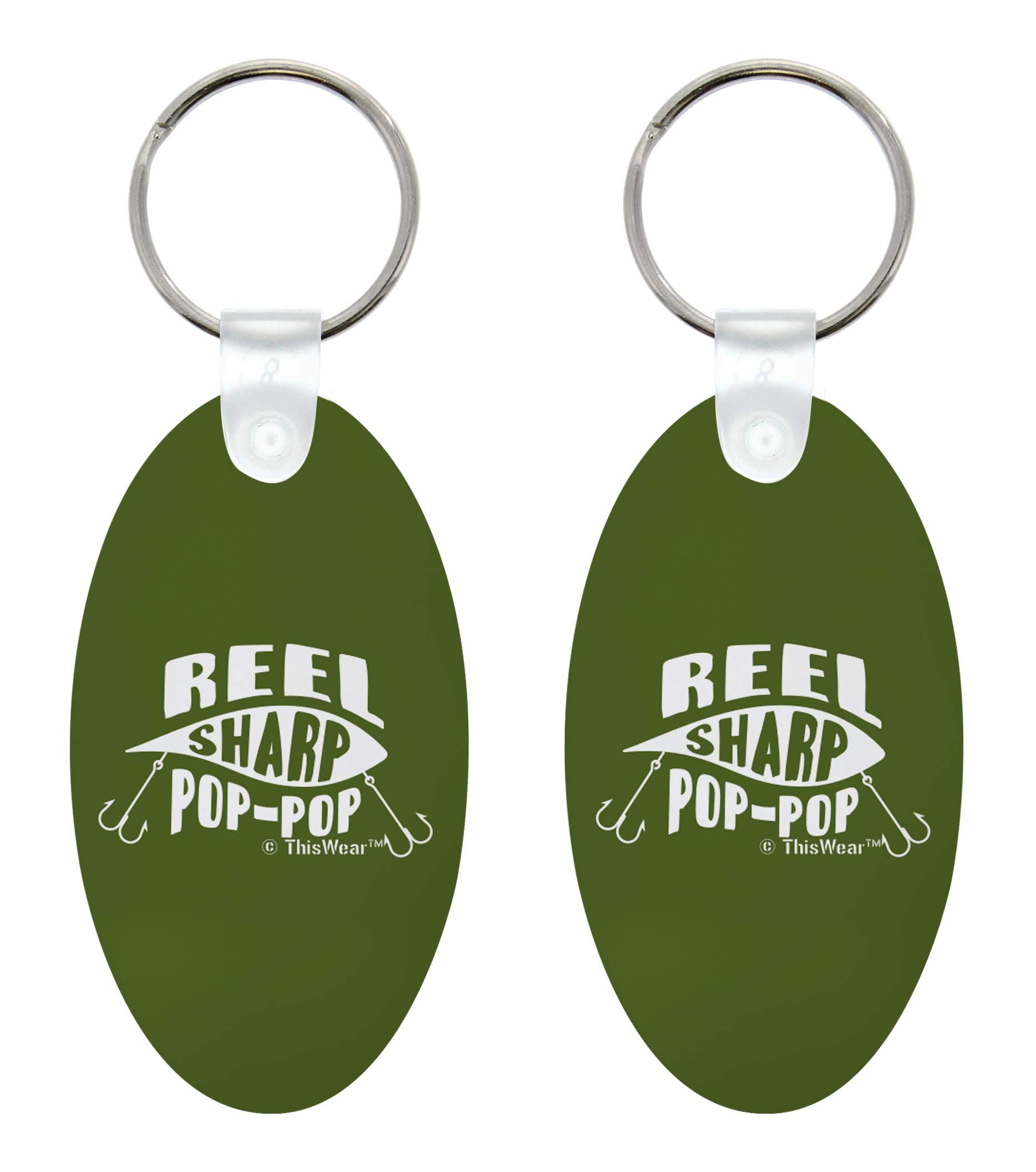 Funny Fishing Lure Keychain for Men - 2-Pack Aluminum Oval Keyring with Reel Sharp Pop-Pop Pun - Perfect Gifts for Anglers & Fishing Enthusiasts - Great for Keychains, Backpacks, and Tackle Box Accessories