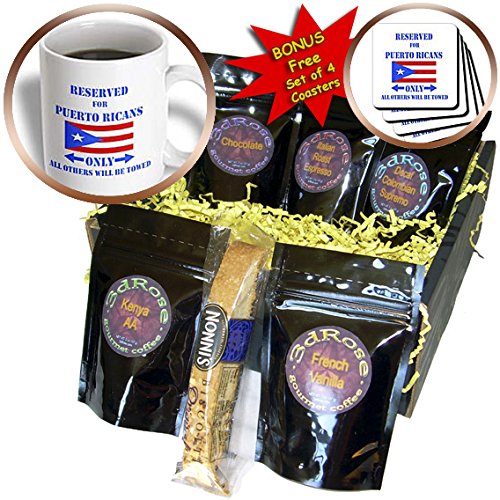 3dRose cgb_192474_1 'Reserved for Puerto Ricans Only' Humorous Coffee Gift Basket - Multicolor Coffee Mug Set for Office, Home & Puerto Rican Pride Gifts