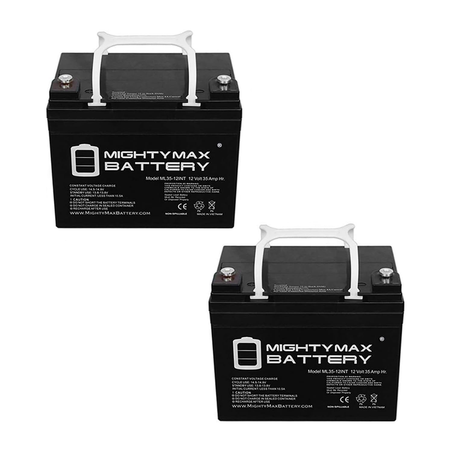 Mighty Max 12V 35AH SLA Replacement Battery for Merits SP43 & Pioneer Wheelchairs - 2 Pack - Perfect for Mobility Scooters and Power Wheelchair Backup Power