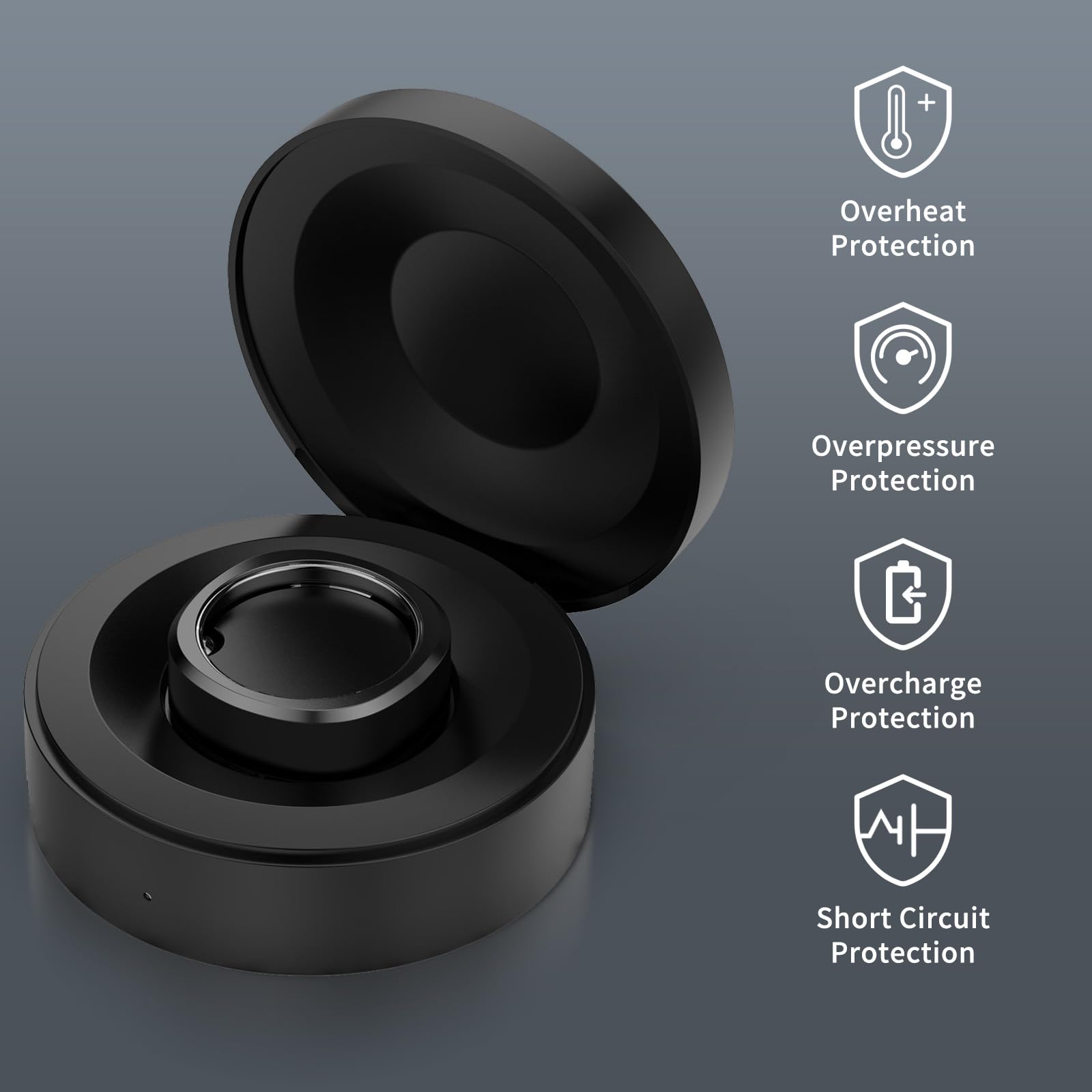 RingConn Gen 1 Smart Ring Charger Case - Portable Magnetic Charging Dock with XL Compartment (Fits Size 14) - Perfect for Travel, Gym & Daily Smart Ring Protection