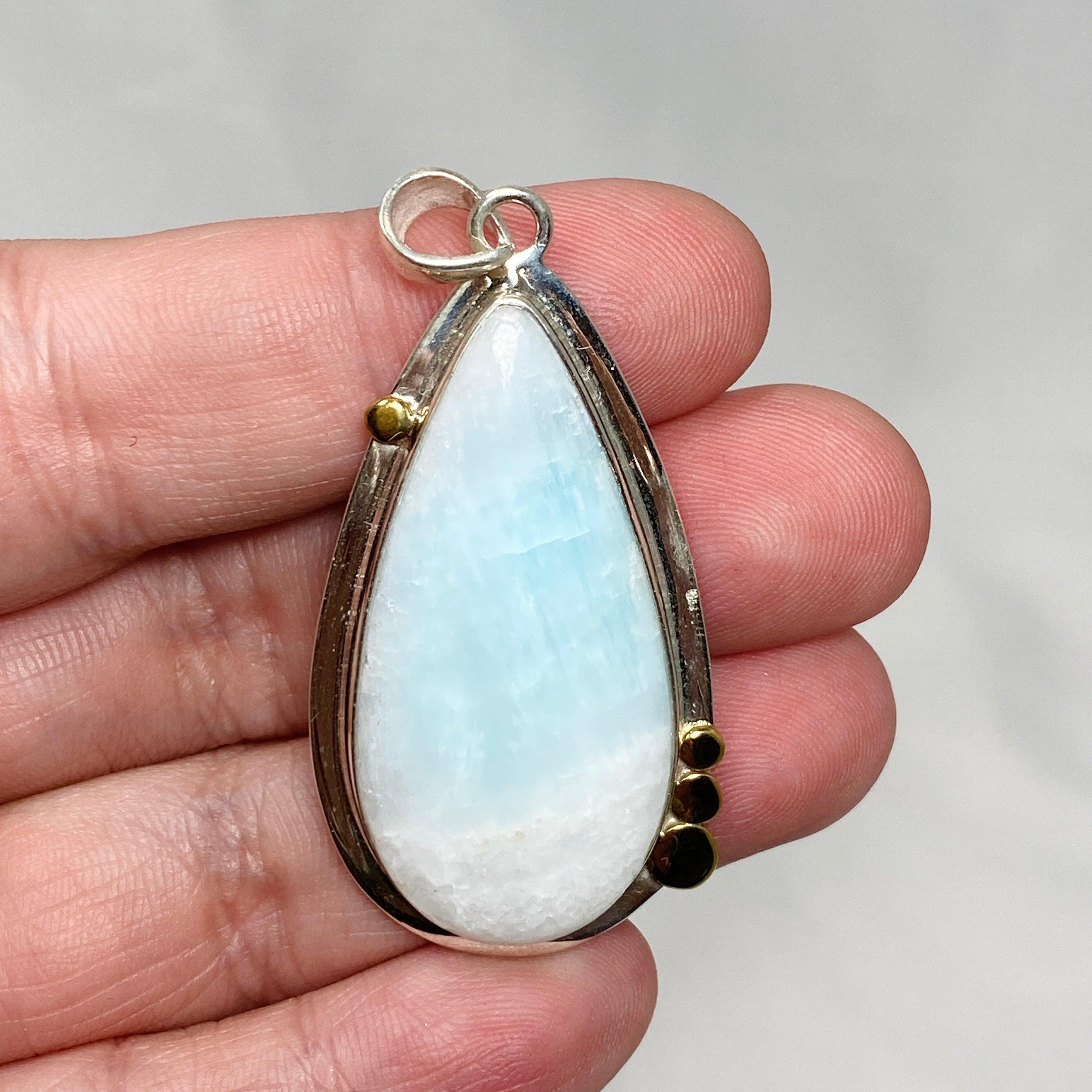 Blue Aragonite Teardrop Pendant Necklace - 925 Sterling Silver Jewelry KPGJ4465 | Elegant Gift for Women, Birthday & Anniversary Present