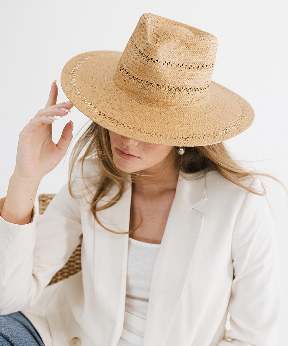 Sloan Fedora Straw Hat for Women - Lightweight Summer Sun Hat with Wide Brim - Perfect for Beach, Garden, and Outdoor Activities