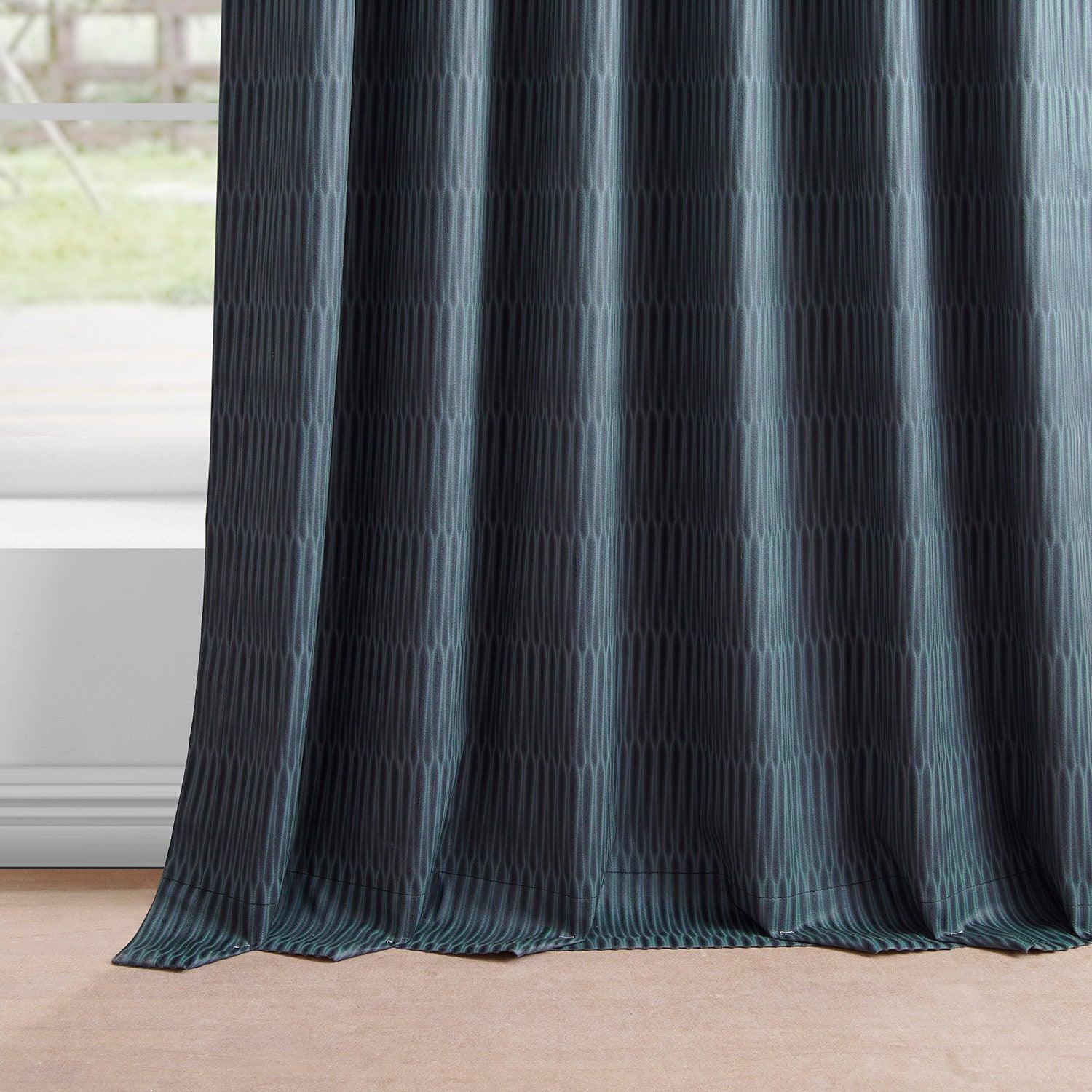 Deep Blue Abstract Embossed Velvet Blackout Curtains for Living Room & Bedroom - Thermal Insulated Window Drapes for Home Decor & Light Blocking