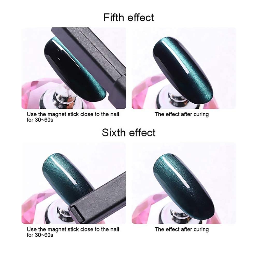 TWIREY 2Pcs Acrylic 3D Cat Eye Nail Art Magnetic Wand - Double Head Magnet Pen for UV Gel Nail Polish, DIY Manicure Tools & Accessories - Perfect for Salon, Home Nail Art & Professional Nail Designs