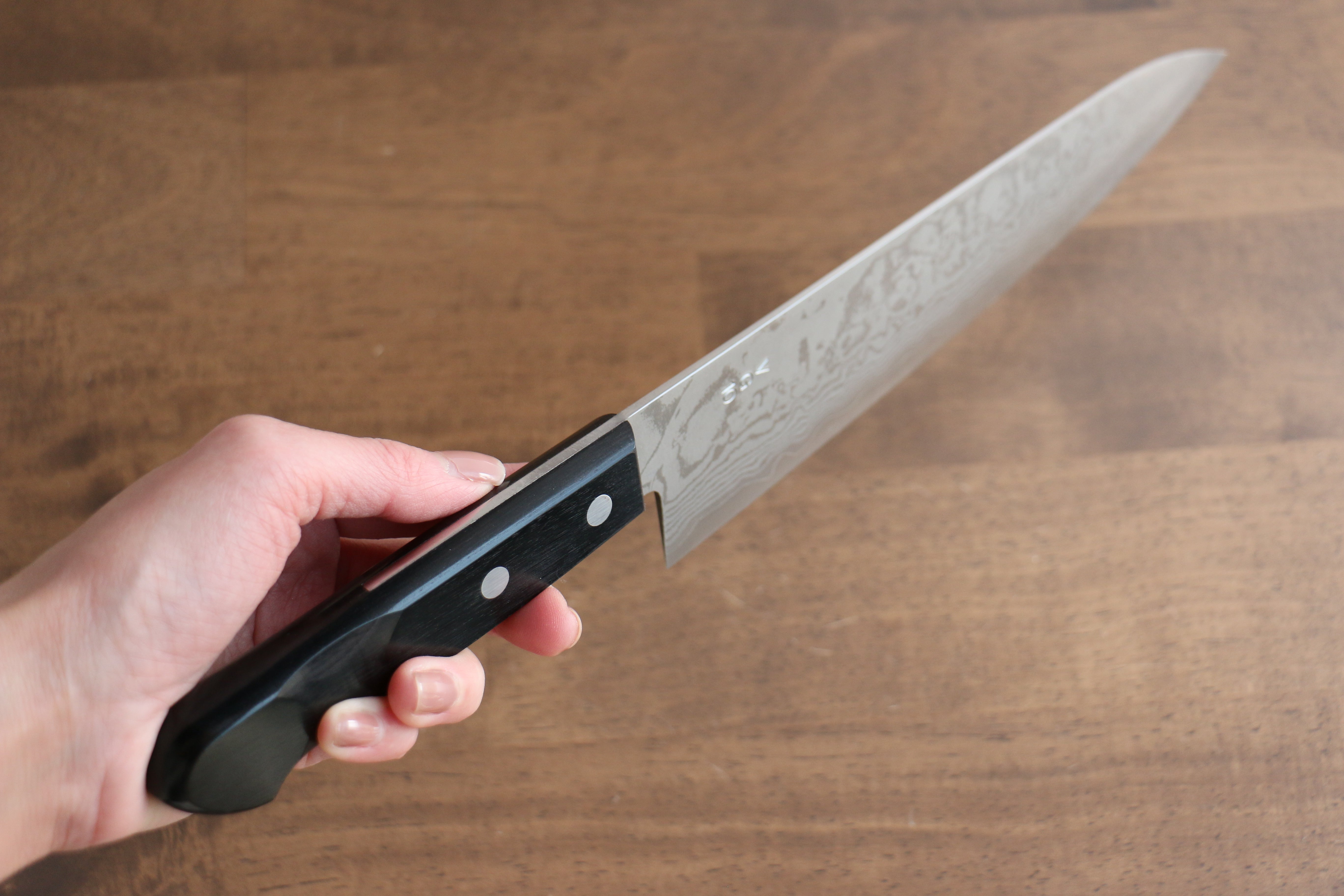 Premium Nao Yamamoto VG10 Damascus Gyuto 210mm Japanese Chef Knife with Black Pakkawood Handle - Perfect for Sushi, Meat Slicing & Professional Kitchen Use