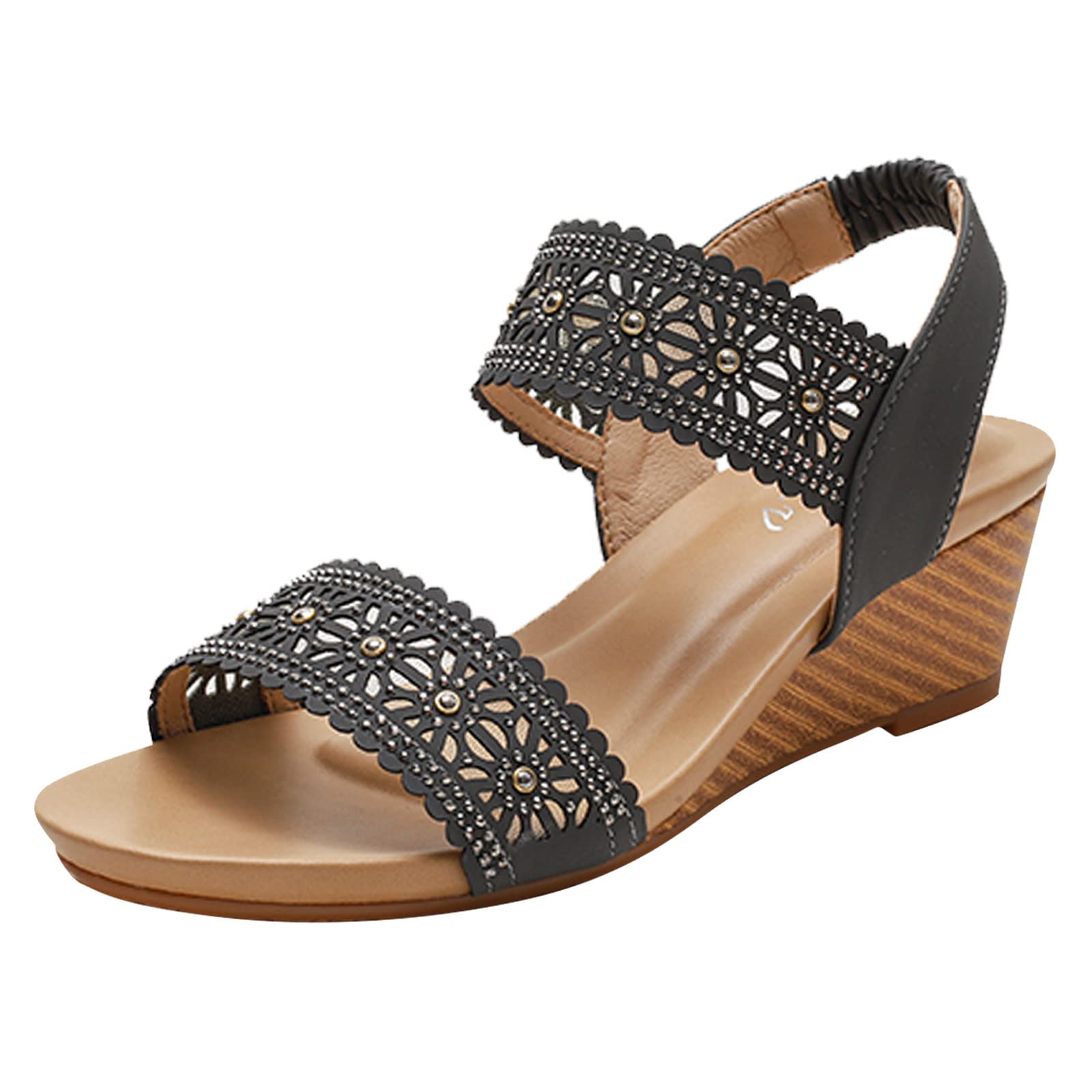 Women's Bohemian Peep Toe Wedge Sandals - Stylish Summer Beach Walking Shoes for Ladies | Perfect for Vacation, Poolside, and Casual Outings